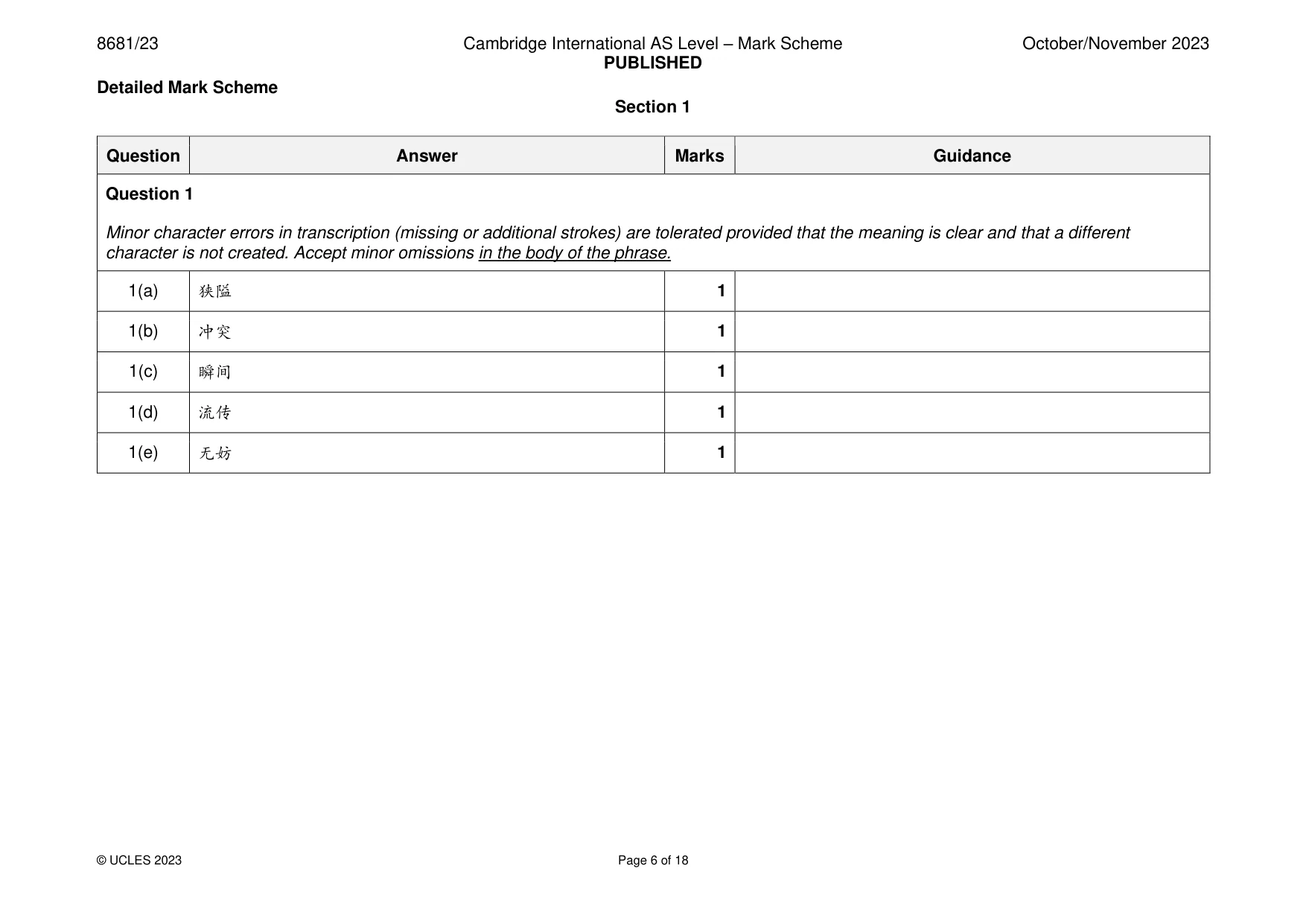 Mark scheme, page 6 of 18