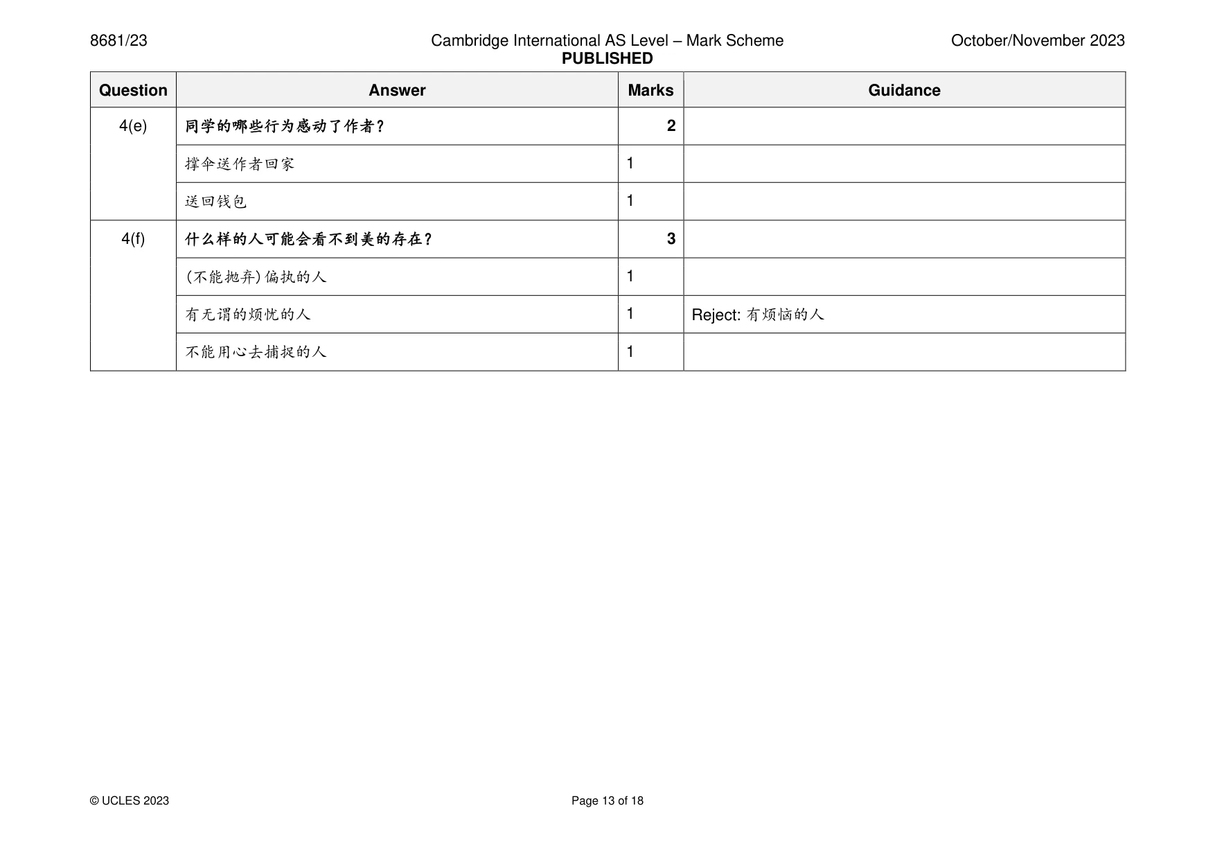 Mark scheme, page 13 of 18
