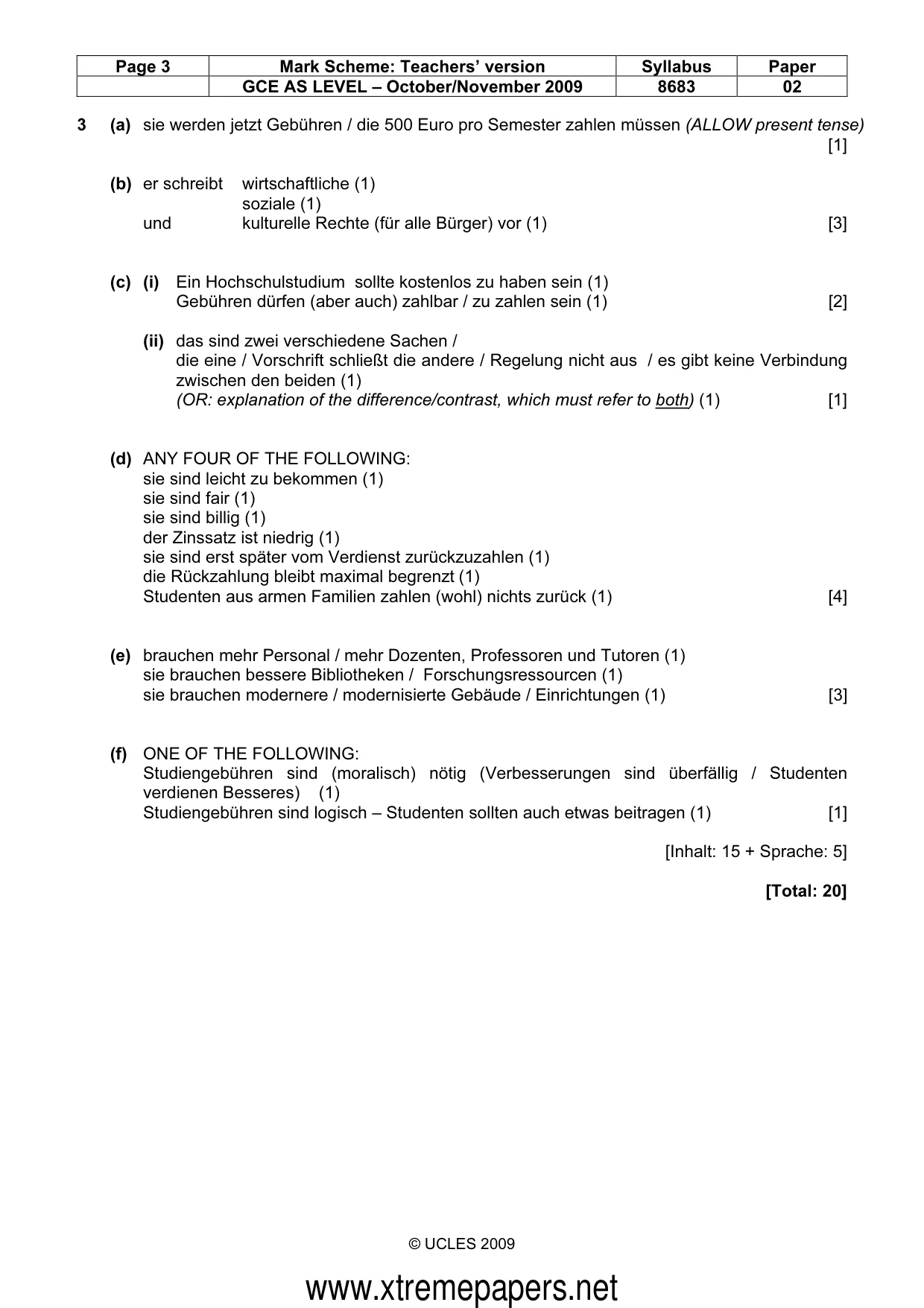 Mark scheme, page 3 of 6