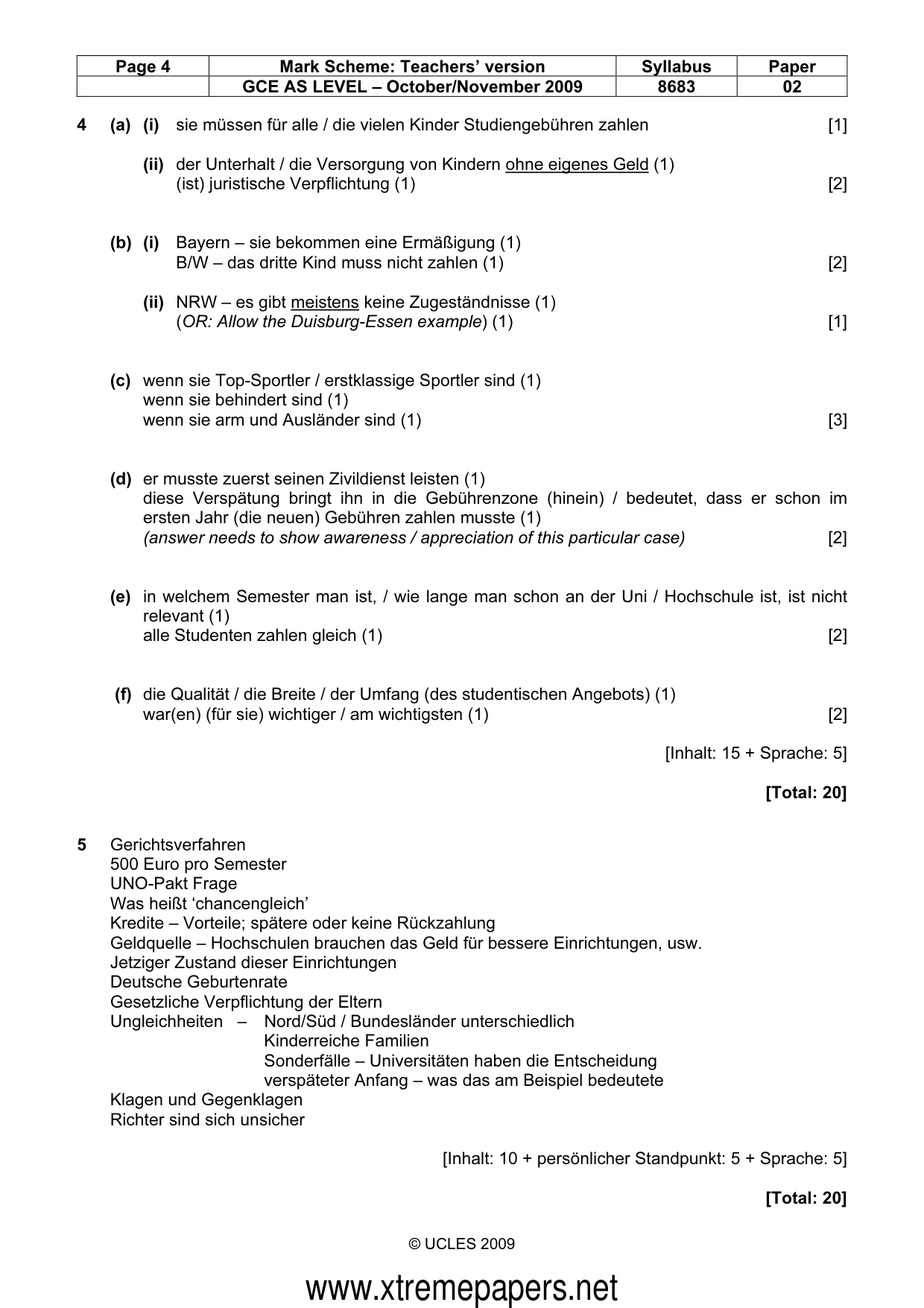 Mark scheme, page 4 of 6
