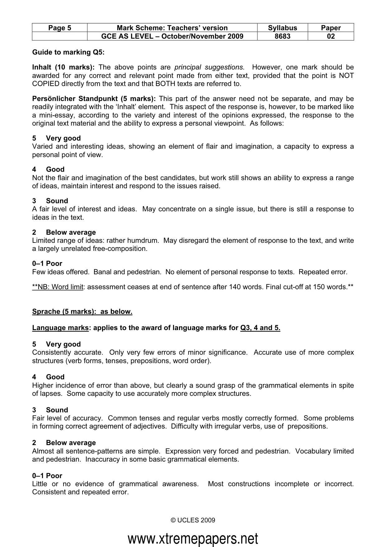 Mark scheme, page 5 of 6