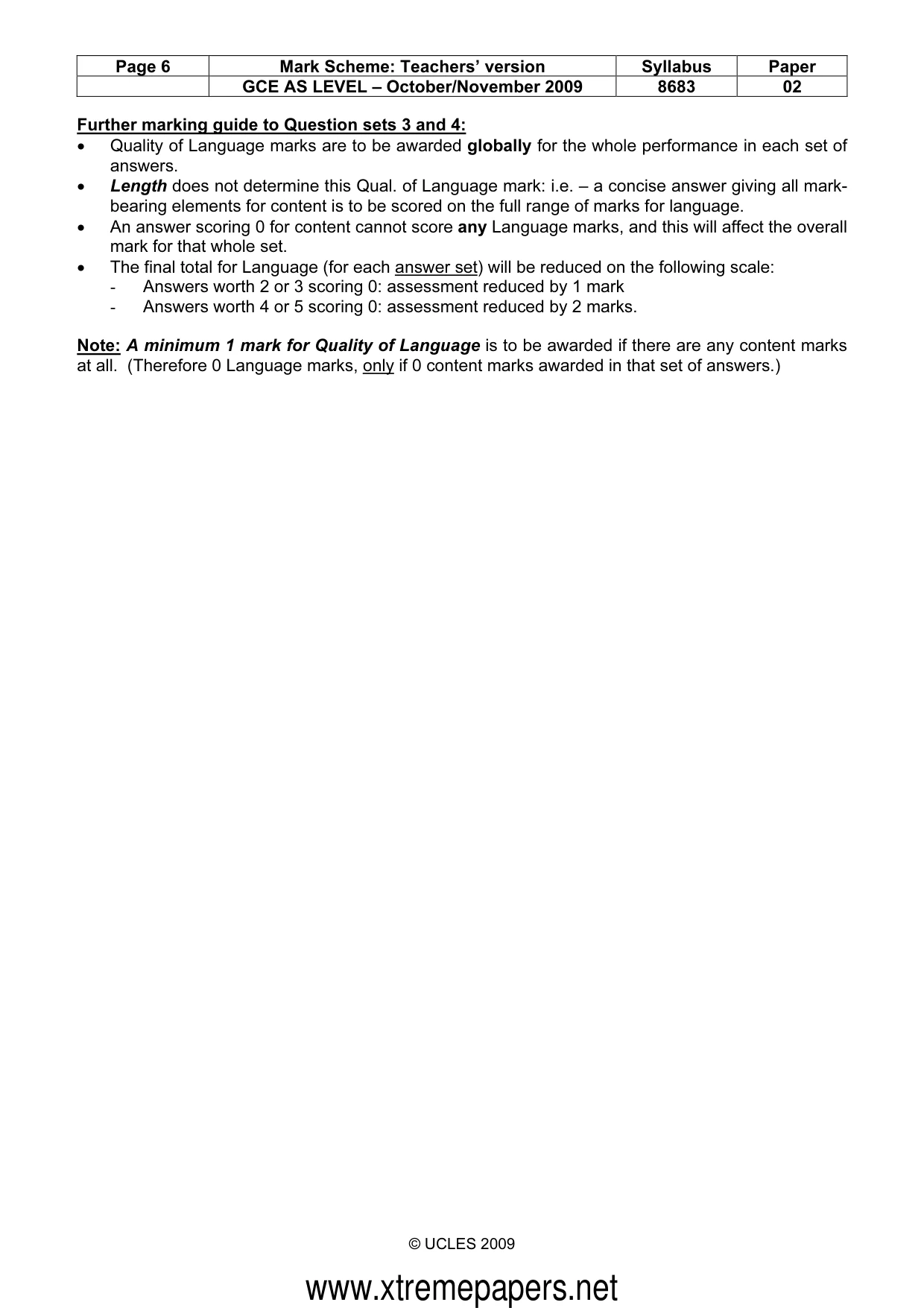 Mark scheme, page 6 of 6
