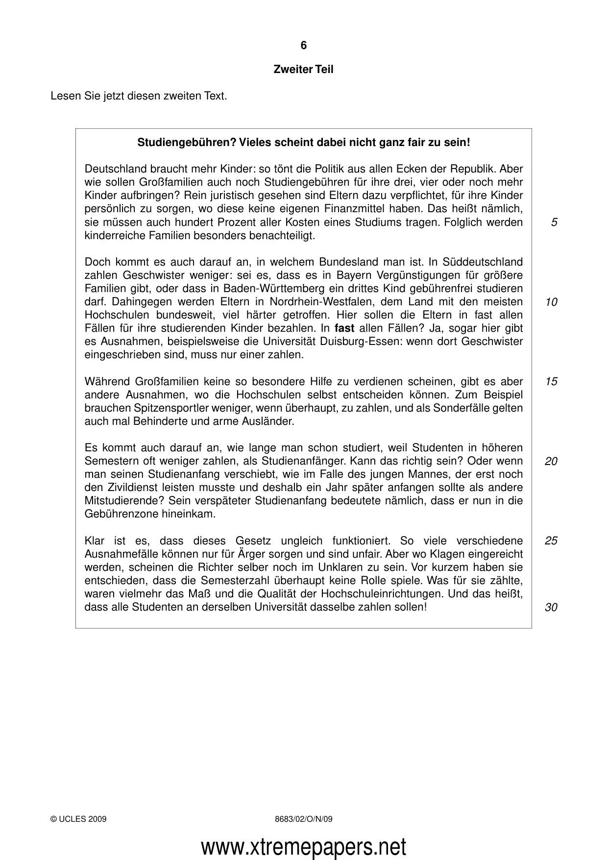 Cambridge A Level German - Language (AS Level only) 8683 2009 Oct/Nov Paper 2 · Variant 1 question paper, page 6 of 8