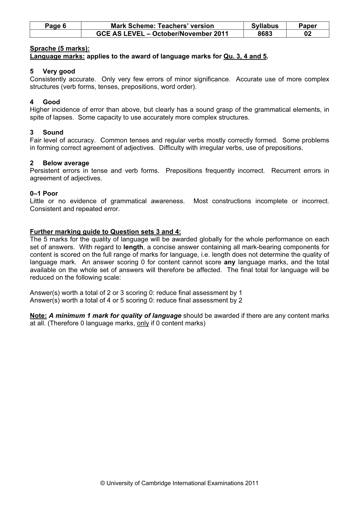 Mark scheme, page 6 of 6