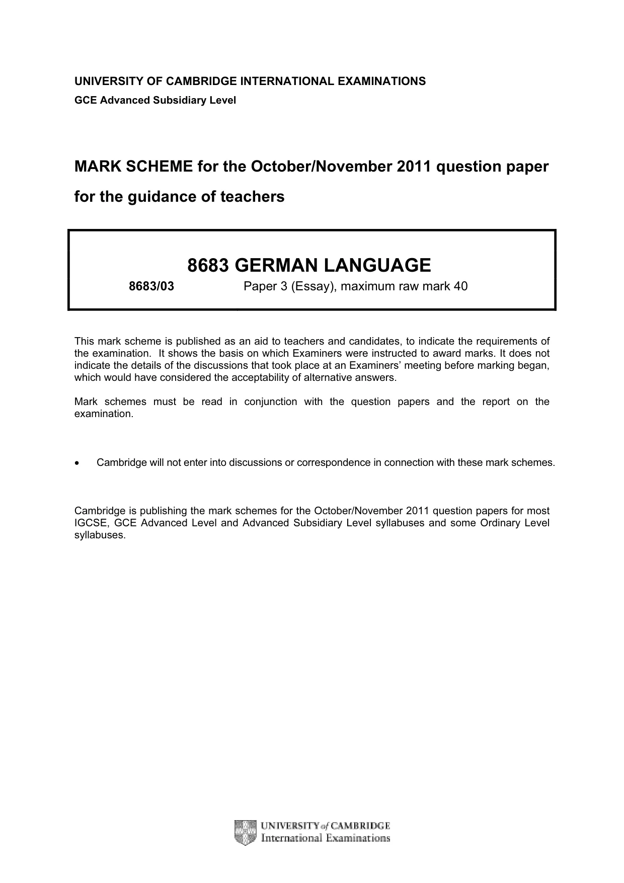 Mark scheme, page 1 of 2