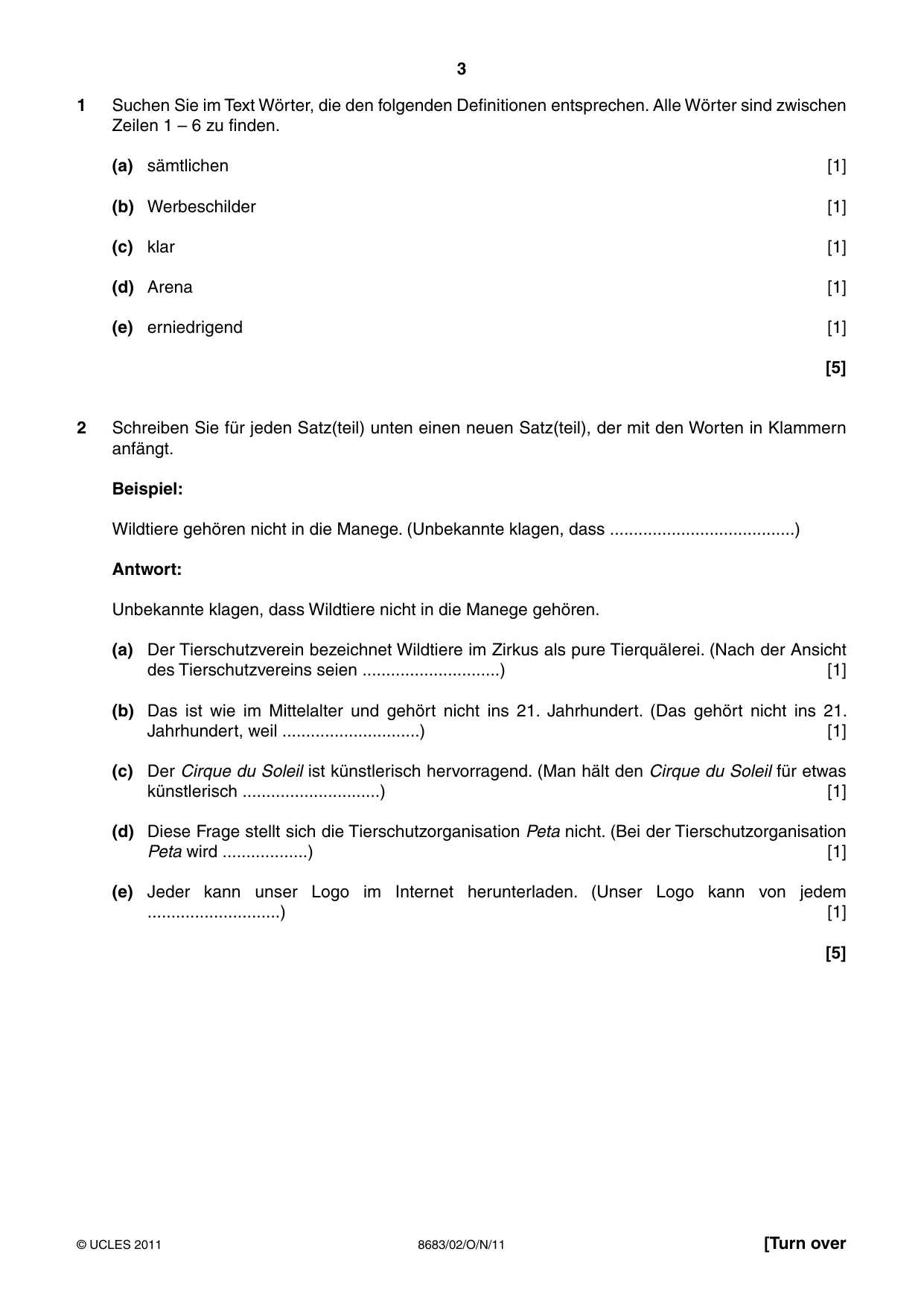 Cambridge A Level German - Language (AS Level only) 8683 2011 Oct/Nov Paper 2 · Variant 1 question paper, page 3 of 8