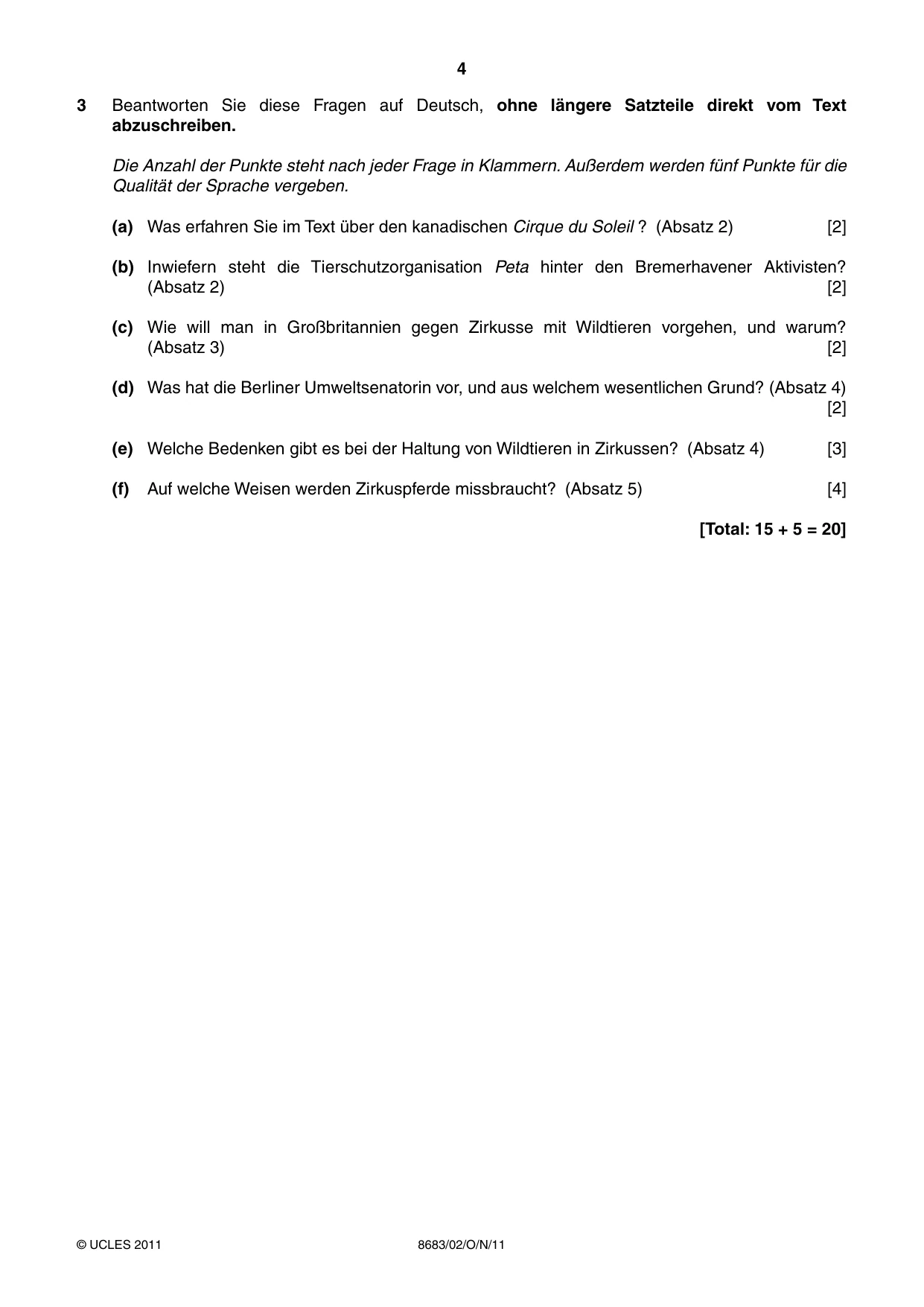 Cambridge A Level German - Language (AS Level only) 8683 2011 Oct/Nov Paper 2 · Variant 1 question paper, page 4 of 8