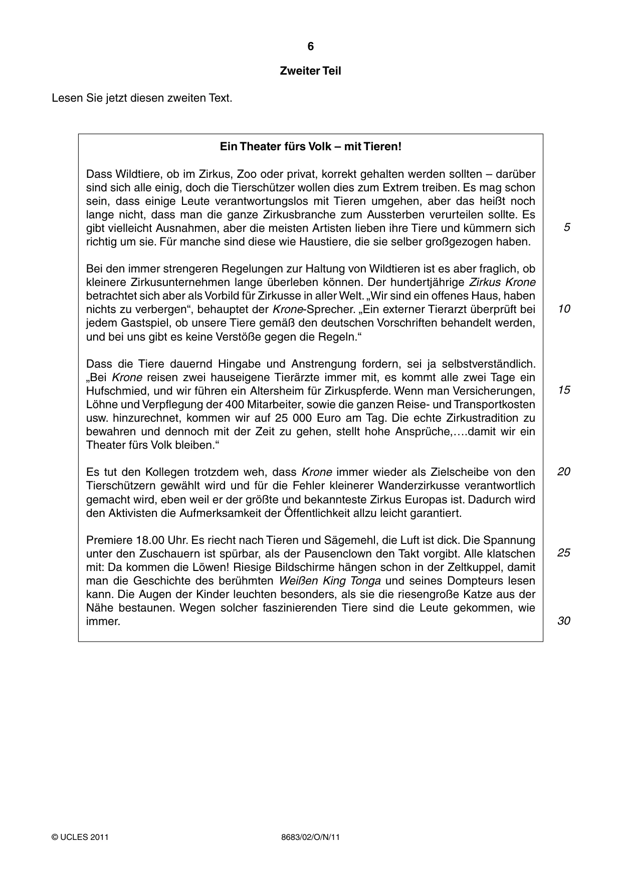 Cambridge A Level German - Language (AS Level only) 8683 2011 Oct/Nov Paper 2 · Variant 1 question paper, page 6 of 8