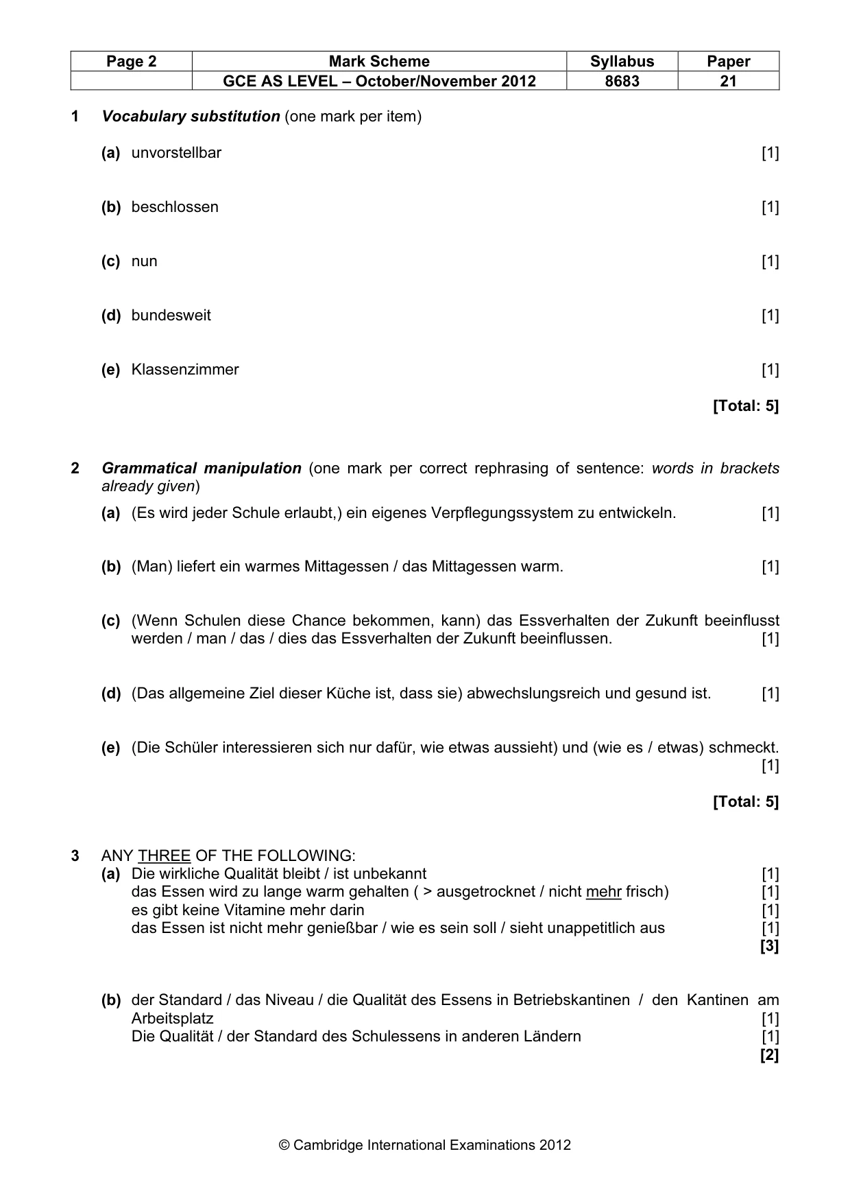 Mark scheme, page 2 of 6