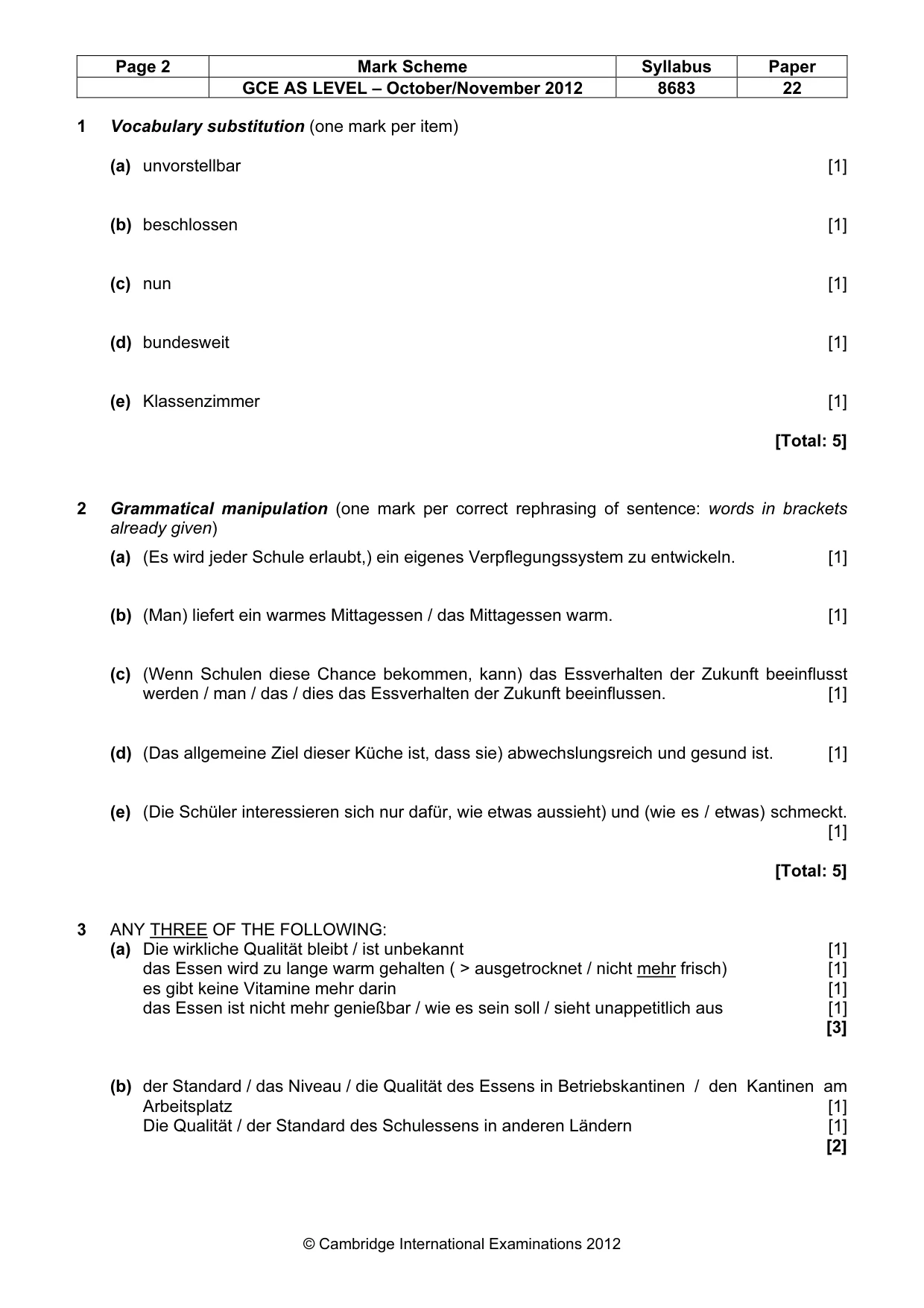 Mark scheme, page 2 of 6