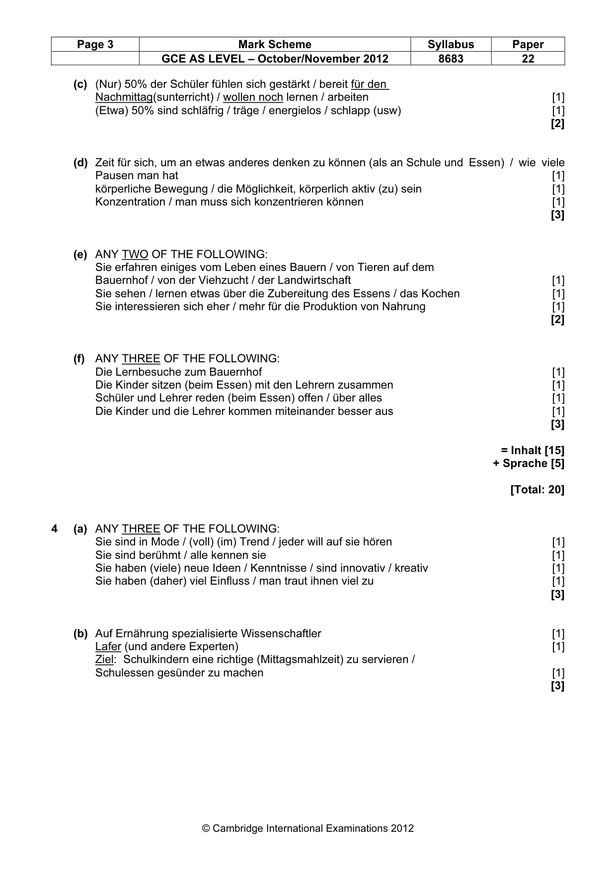 Mark scheme, page 3 of 6
