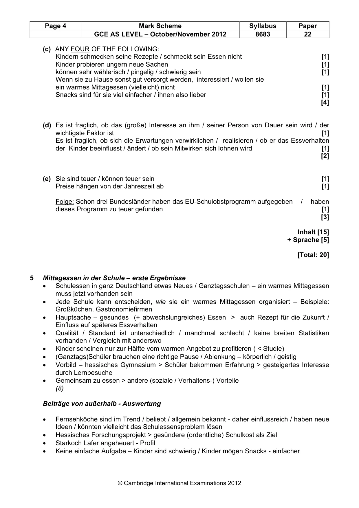 Mark scheme, page 4 of 6
