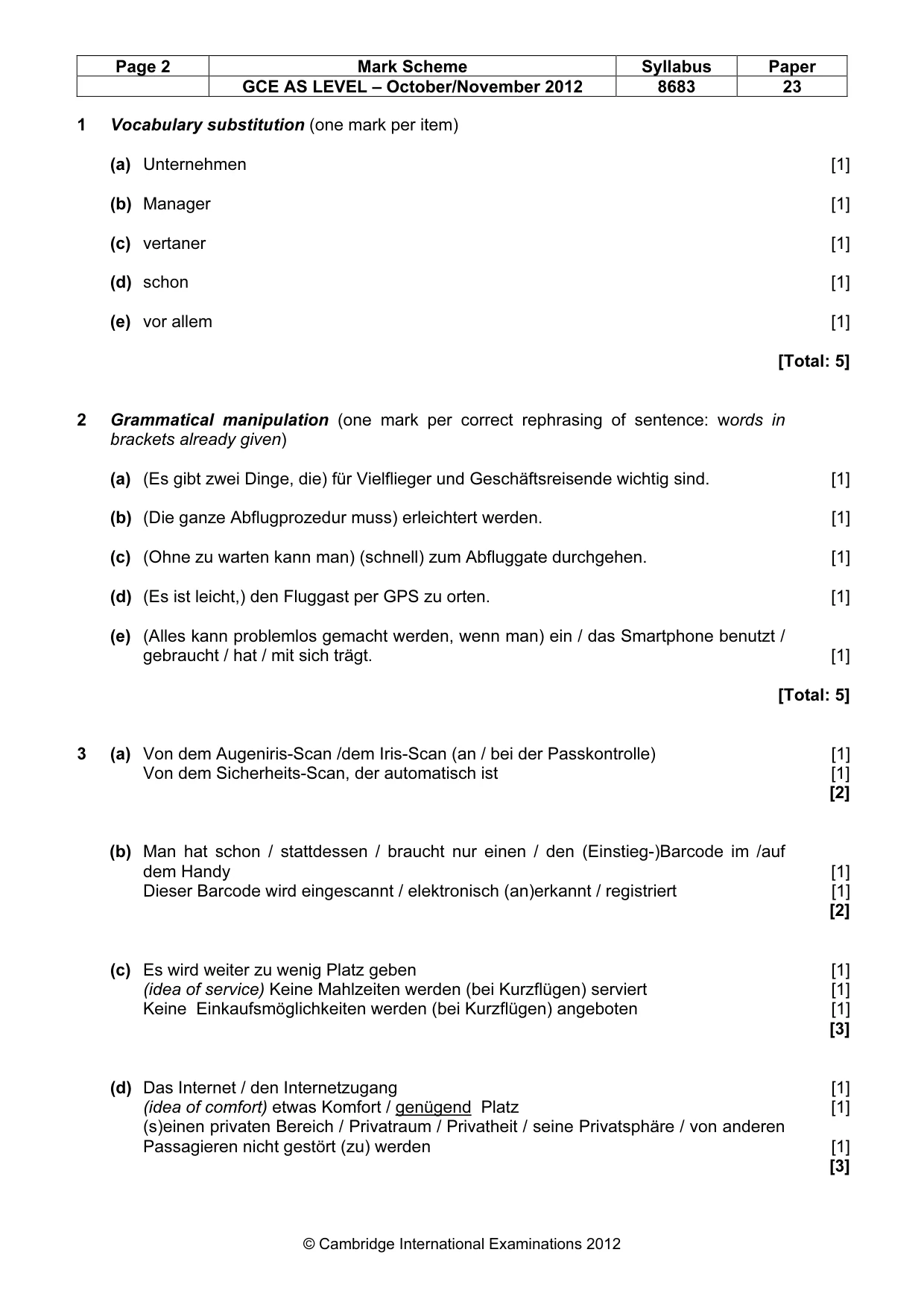 Mark scheme, page 2 of 6
