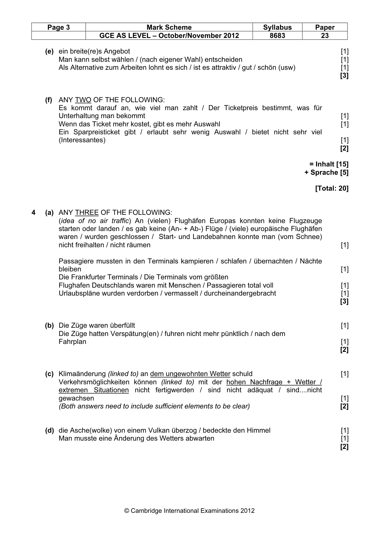 Mark scheme, page 3 of 6