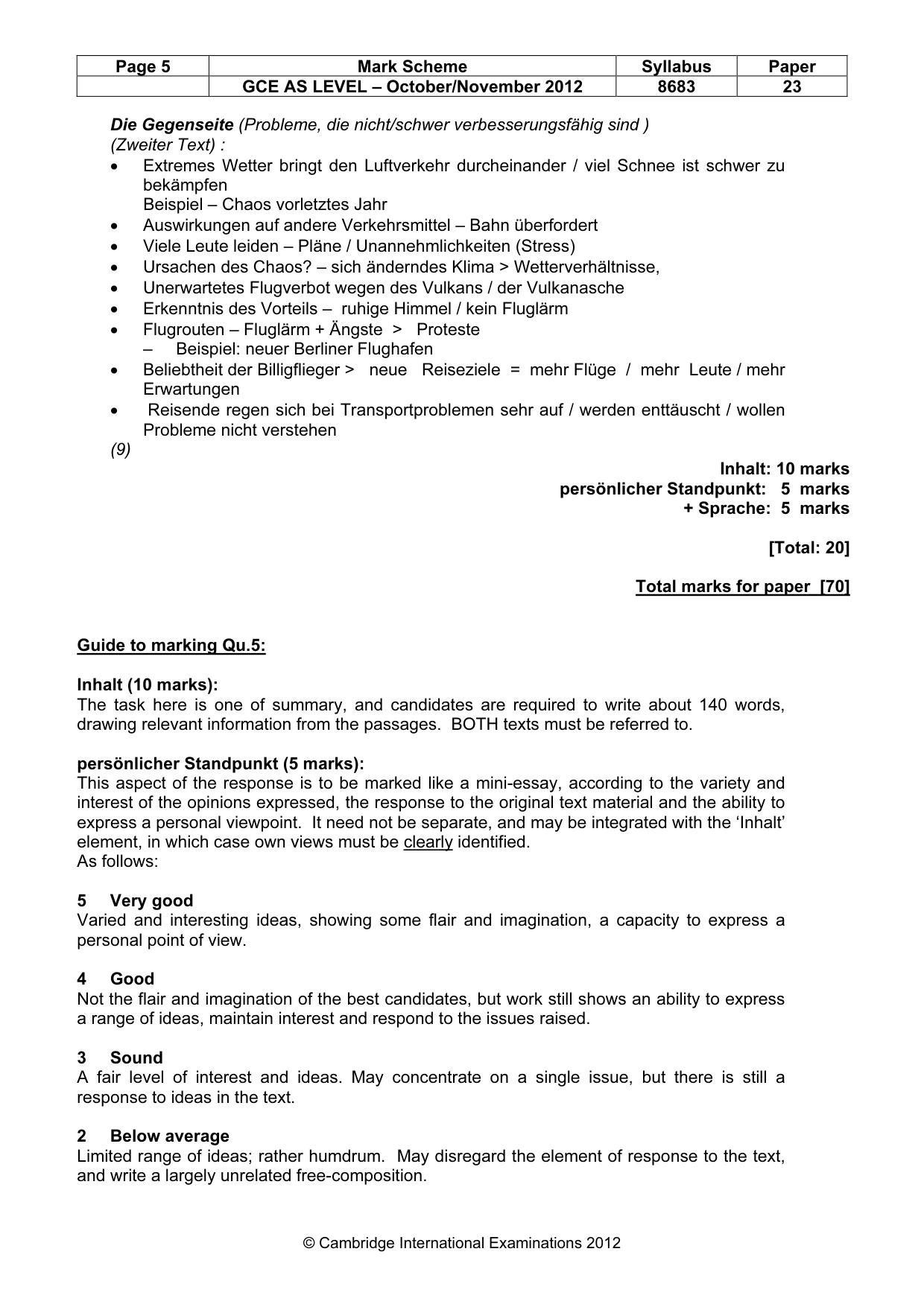Mark scheme, page 5 of 6