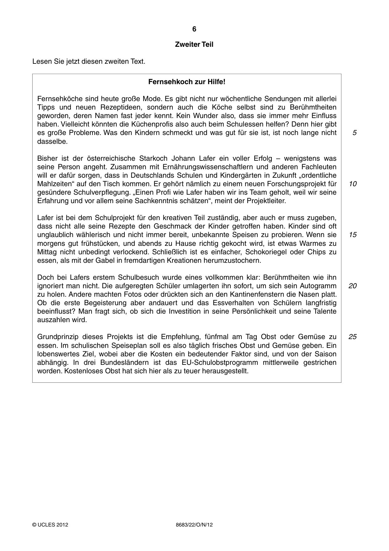Cambridge A Level German - Language (AS Level only) 8683 2012 Oct/Nov Paper 2 · Variant 2 question paper, page 6 of 8