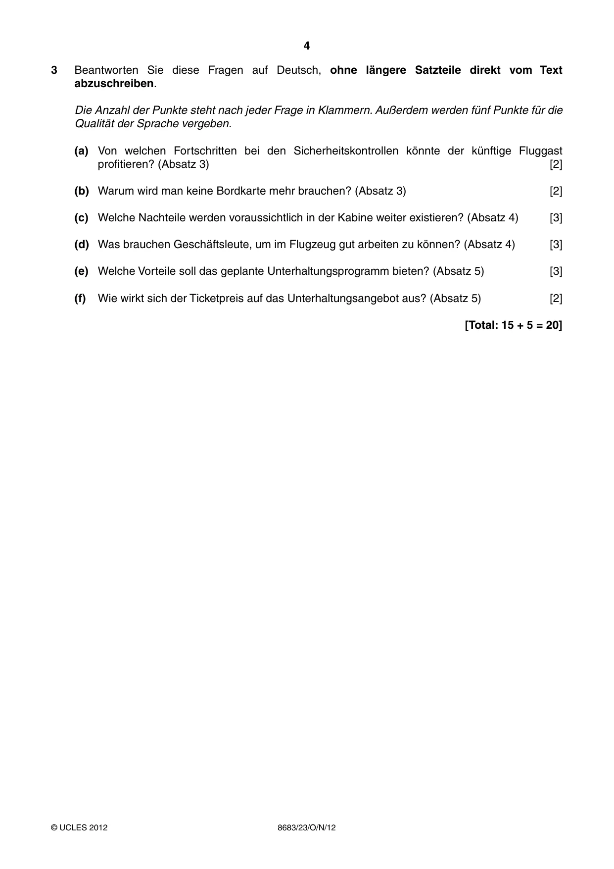 Cambridge A Level German - Language (AS Level only) 8683 2012 Oct/Nov Paper 2 · Variant 3 question paper, page 4 of 8