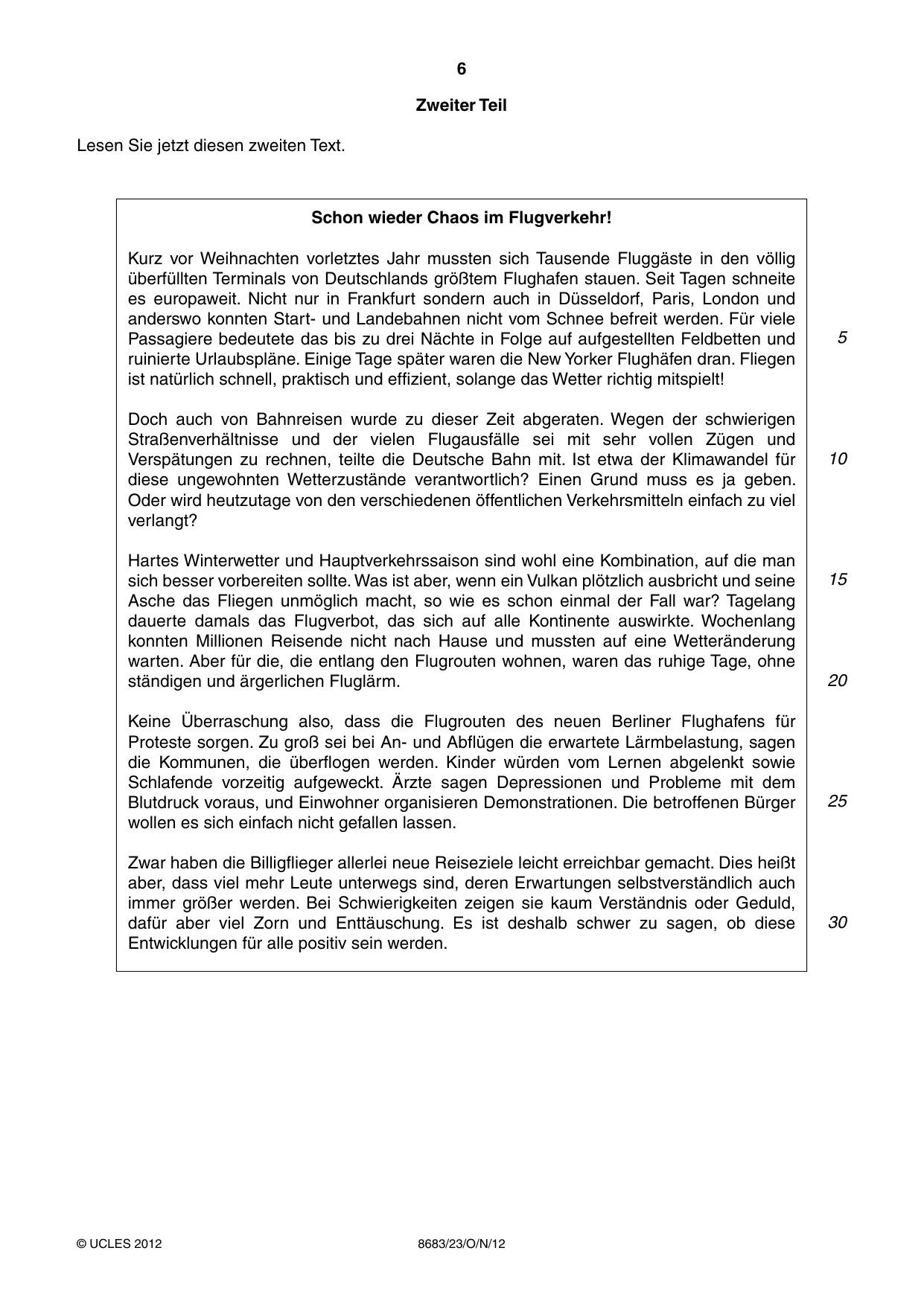Cambridge A Level German - Language (AS Level only) 8683 2012 Oct/Nov Paper 2 · Variant 3 question paper, page 6 of 8