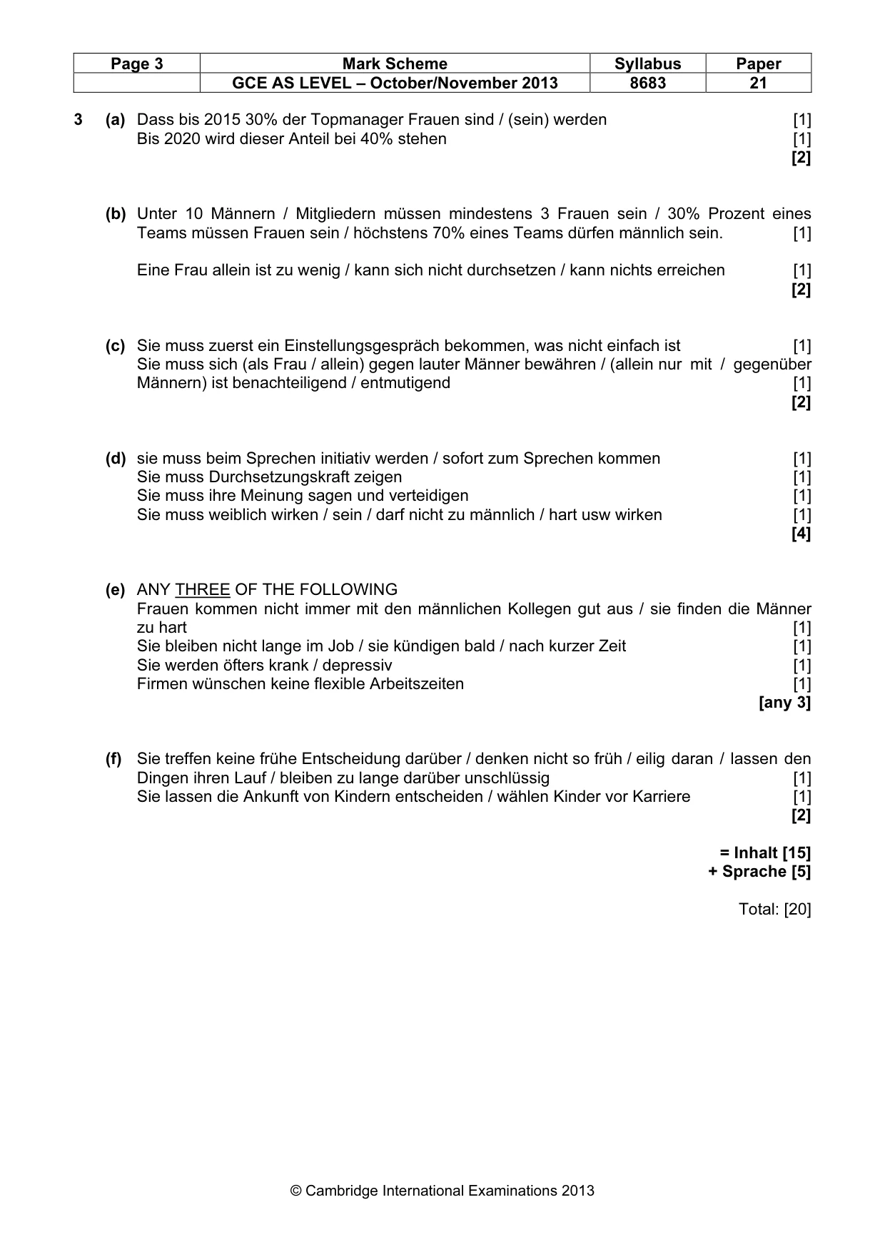 Mark scheme, page 3 of 7