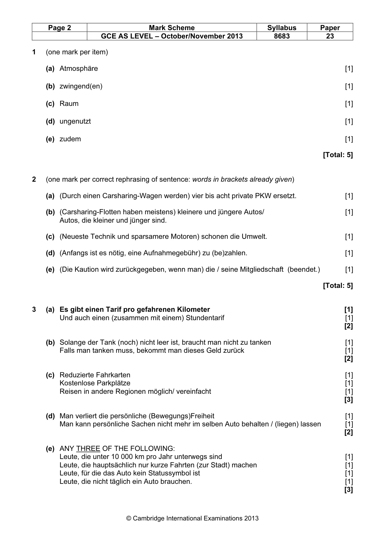 Mark scheme, page 2 of 6