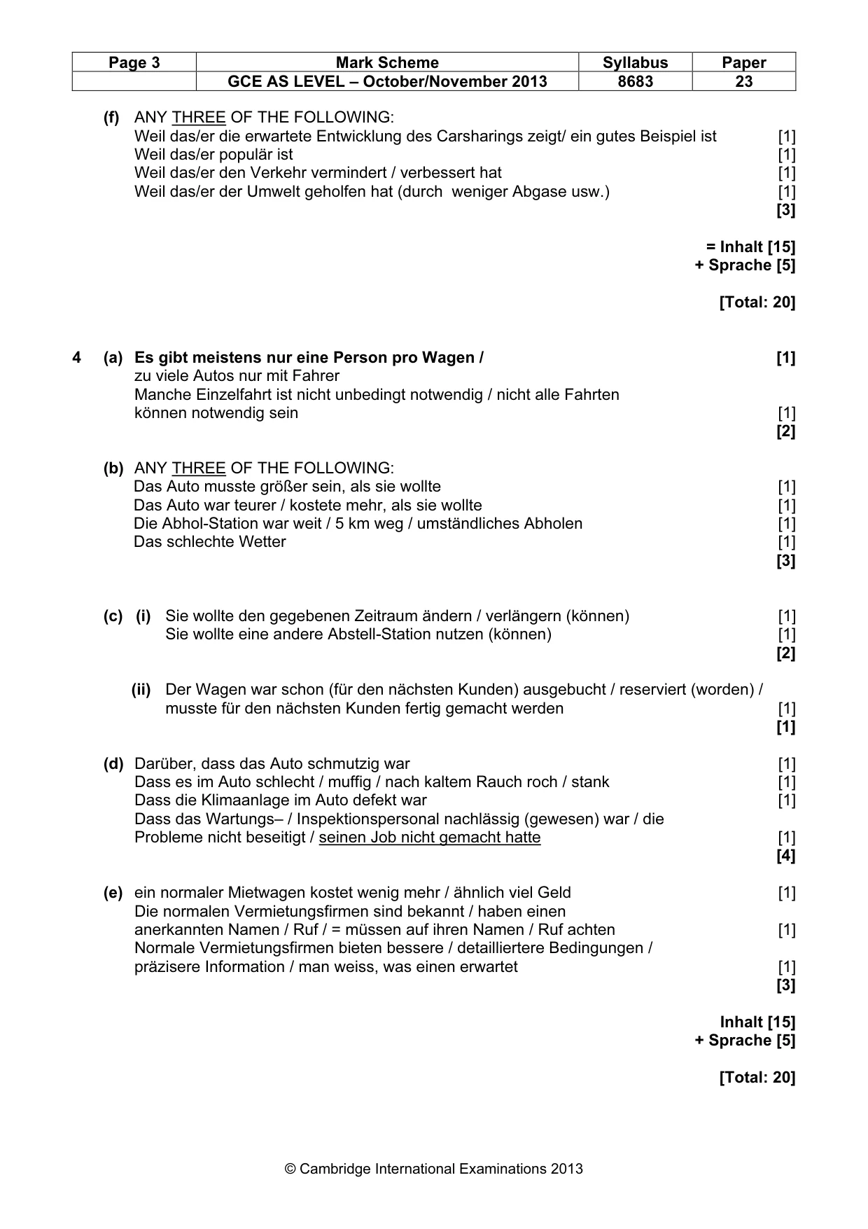Mark scheme, page 3 of 6
