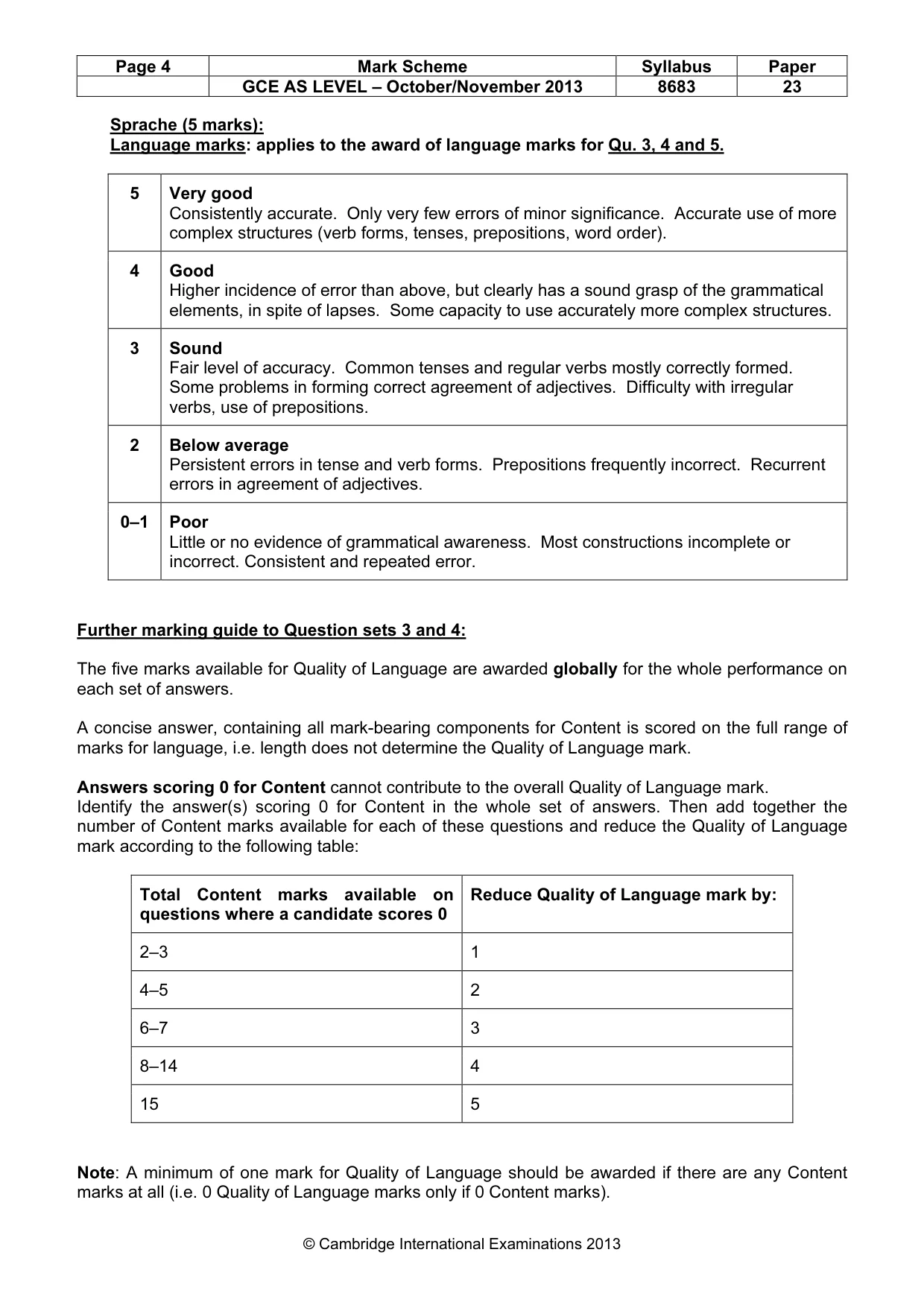 Mark scheme, page 4 of 6
