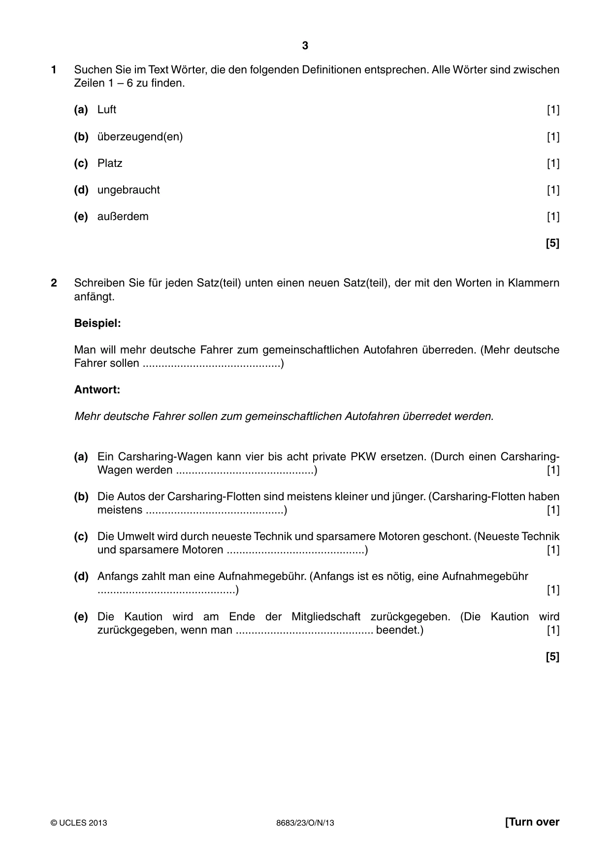 Cambridge A Level German - Language (AS Level only) 8683 2013 Oct/Nov Paper 2 · Variant 3 question paper, page 3 of 8