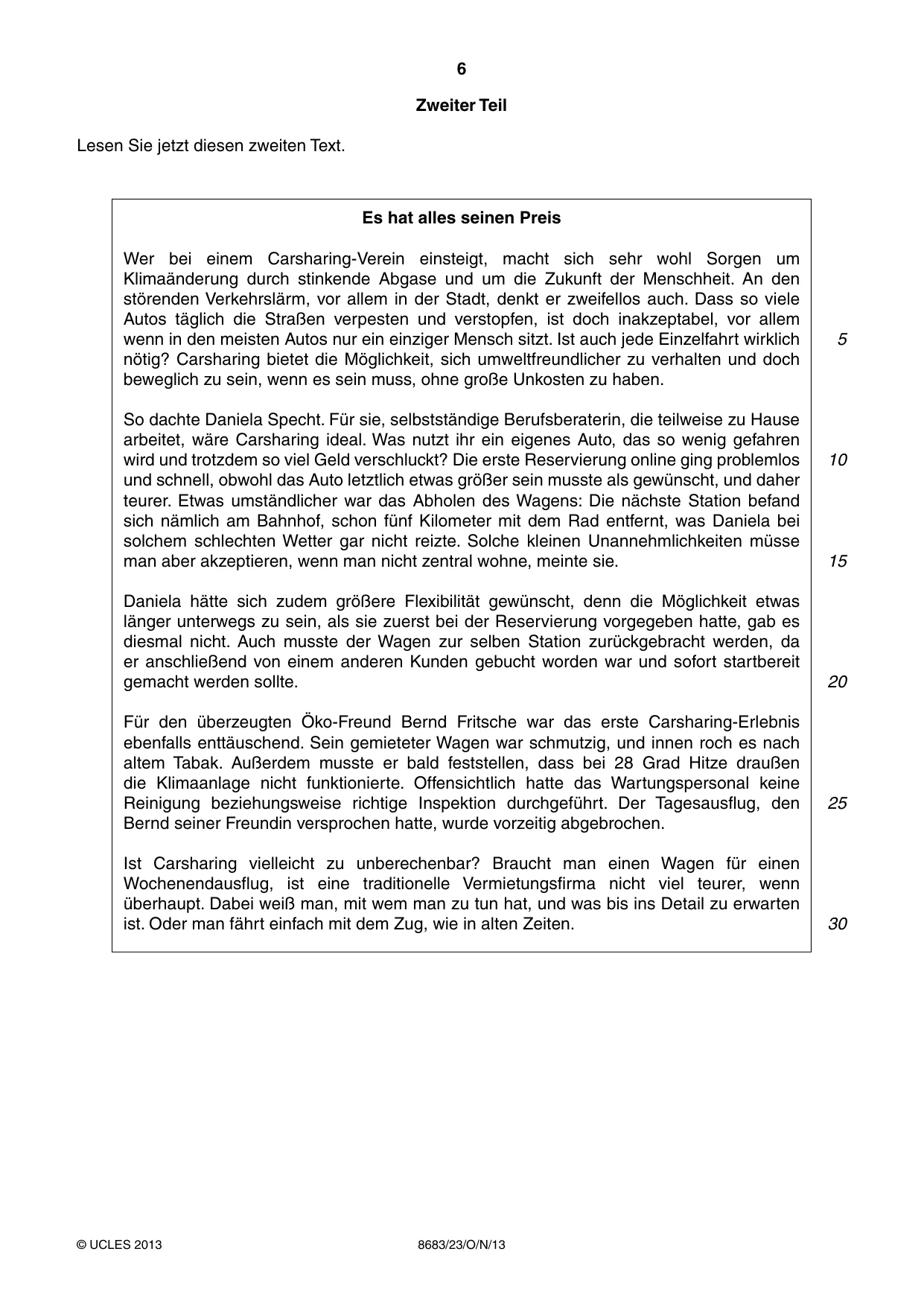Cambridge A Level German - Language (AS Level only) 8683 2013 Oct/Nov Paper 2 · Variant 3 question paper, page 6 of 8