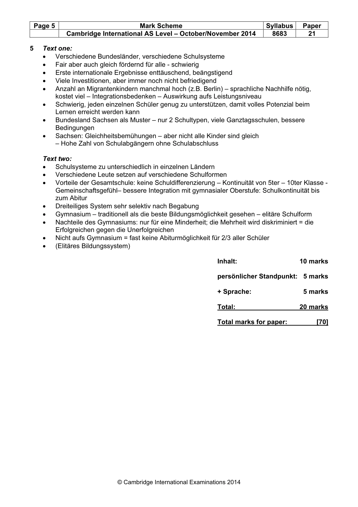 Mark scheme, page 5 of 7