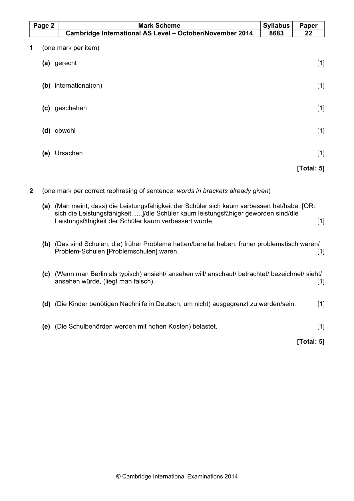 Mark scheme, page 2 of 7