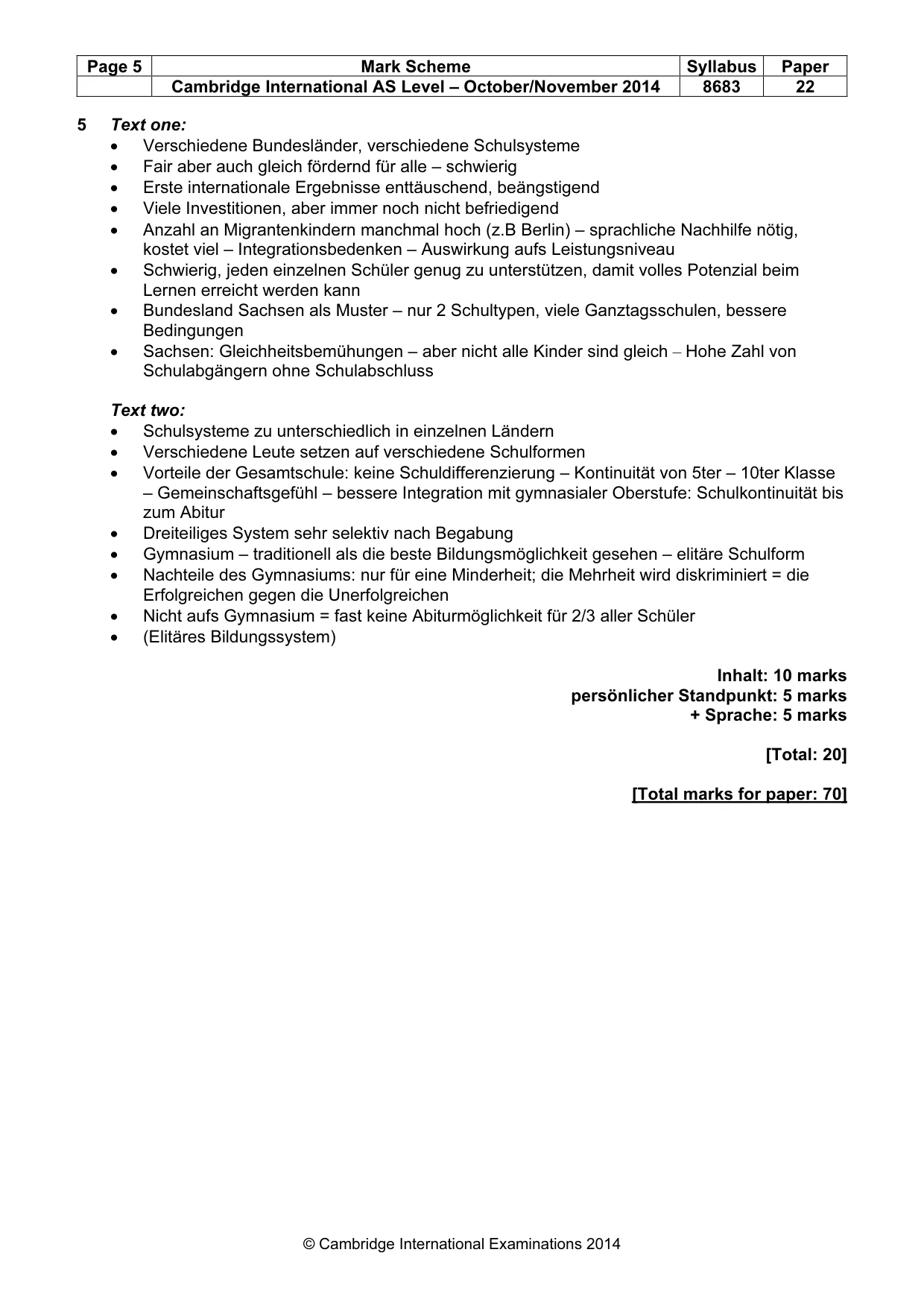 Mark scheme, page 5 of 7