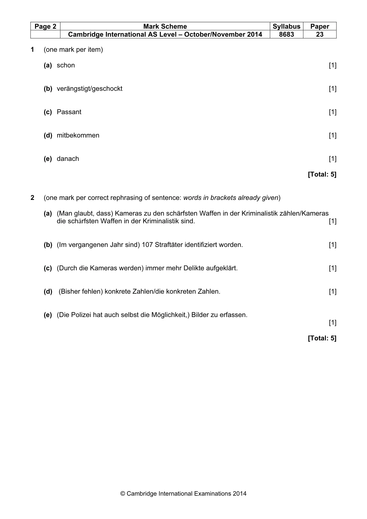 Mark scheme, page 2 of 7