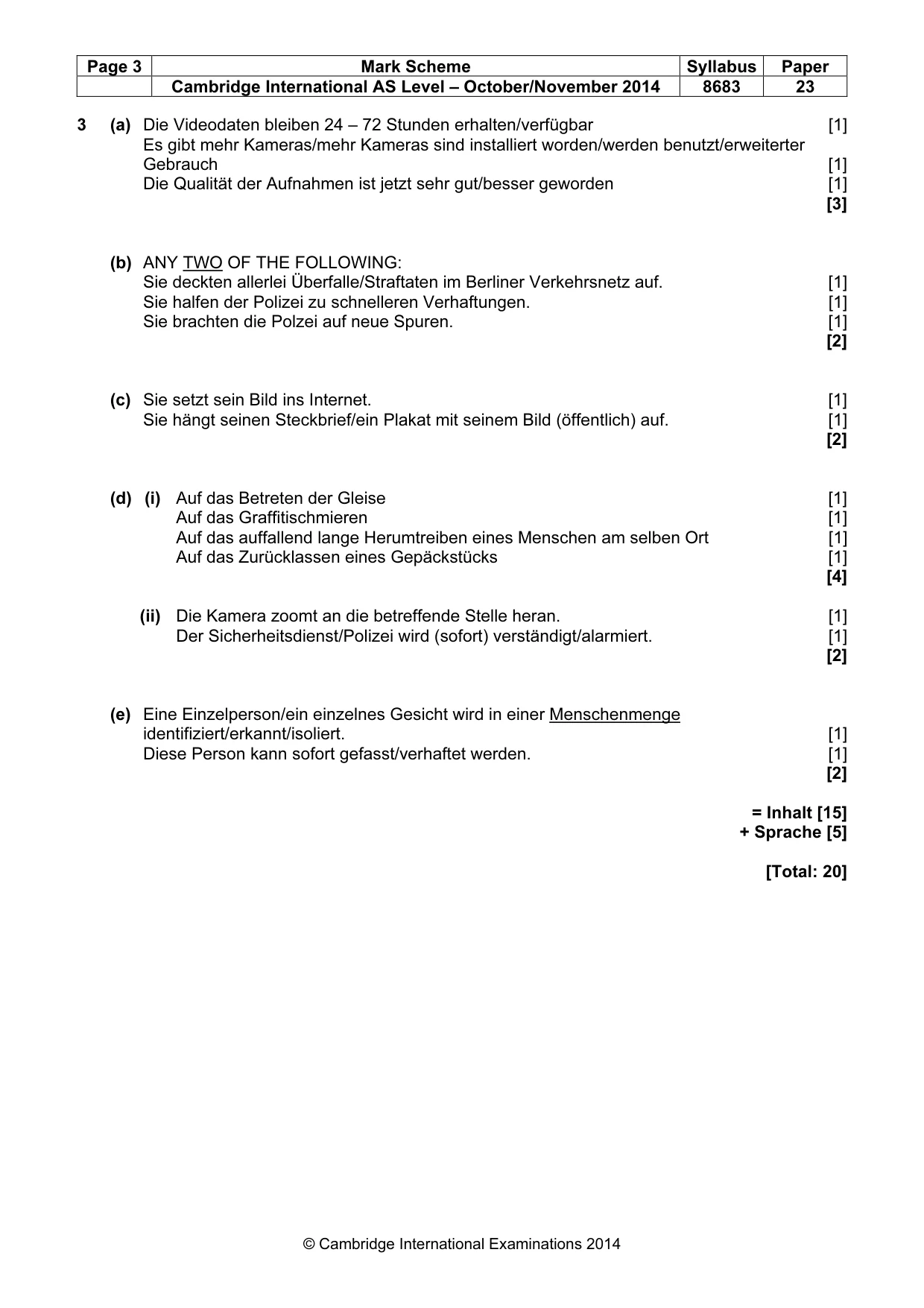Mark scheme, page 3 of 7