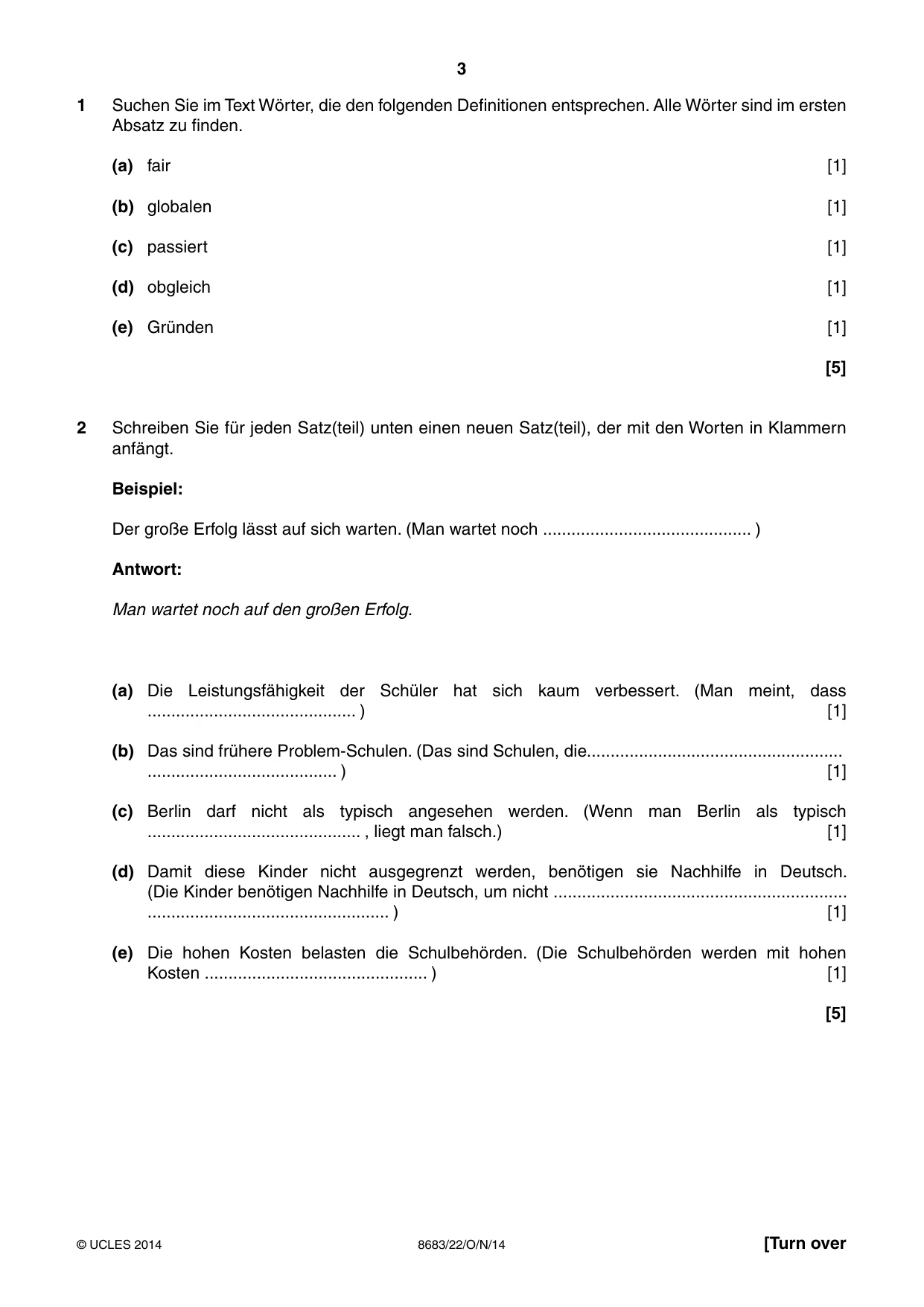 Cambridge A Level German - Language (AS Level only) 8683 2014 Oct/Nov Paper 2 · Variant 2 question paper, page 3 of 8