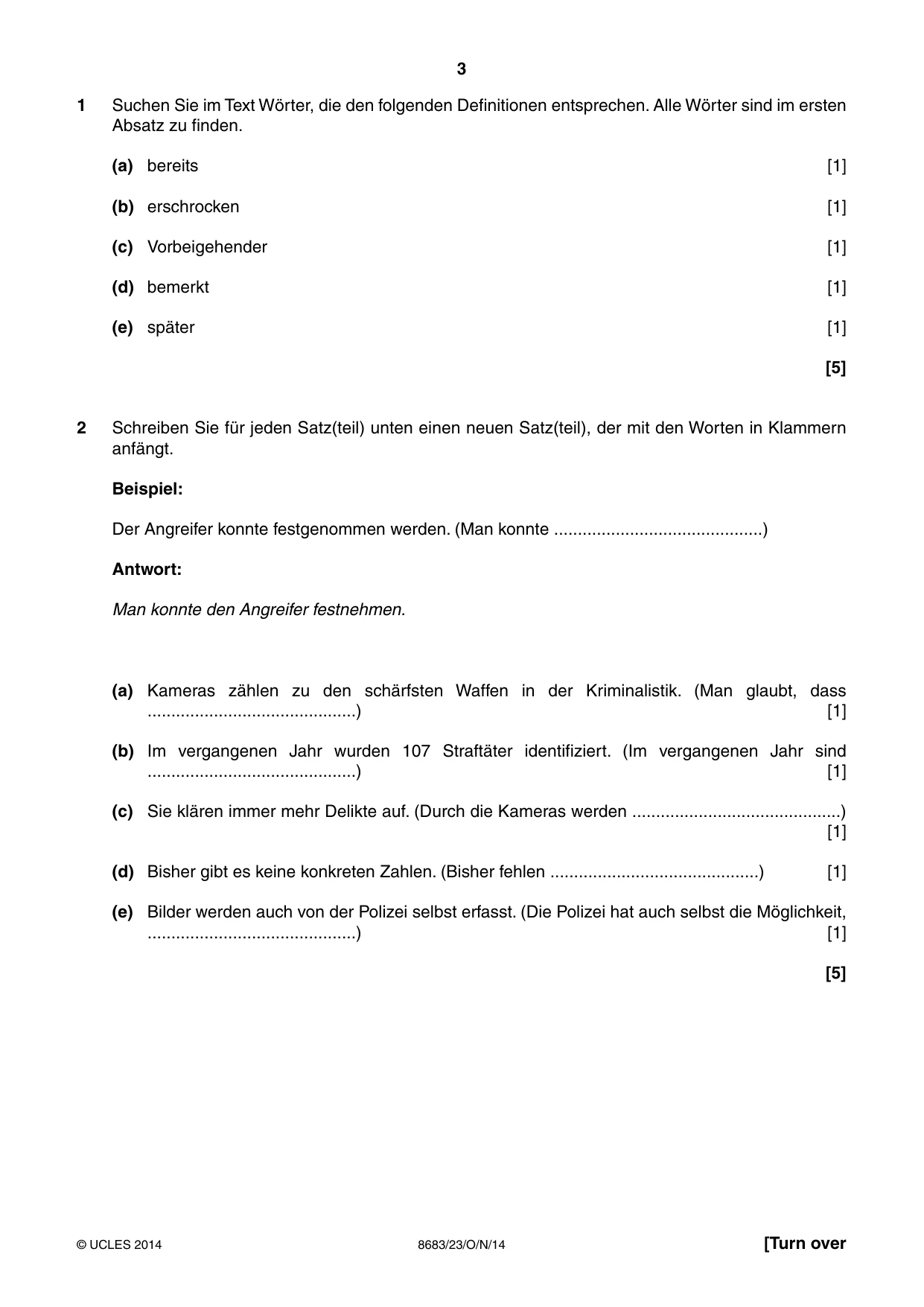 Cambridge A Level German - Language (AS Level only) 8683 2014 Oct/Nov Paper 2 · Variant 3 question paper, page 3 of 8
