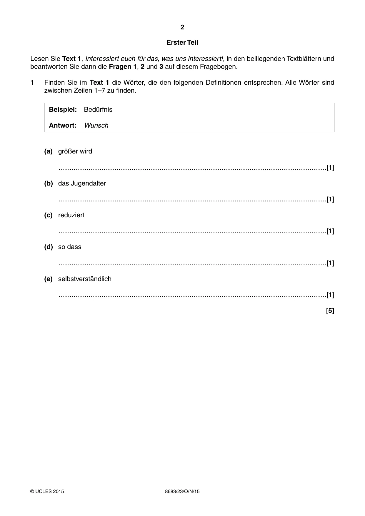 Cambridge A Level German - Language (AS Level only) 8683 2015 Oct/Nov Paper 2 · Variant 3 question paper, page 2 of 8