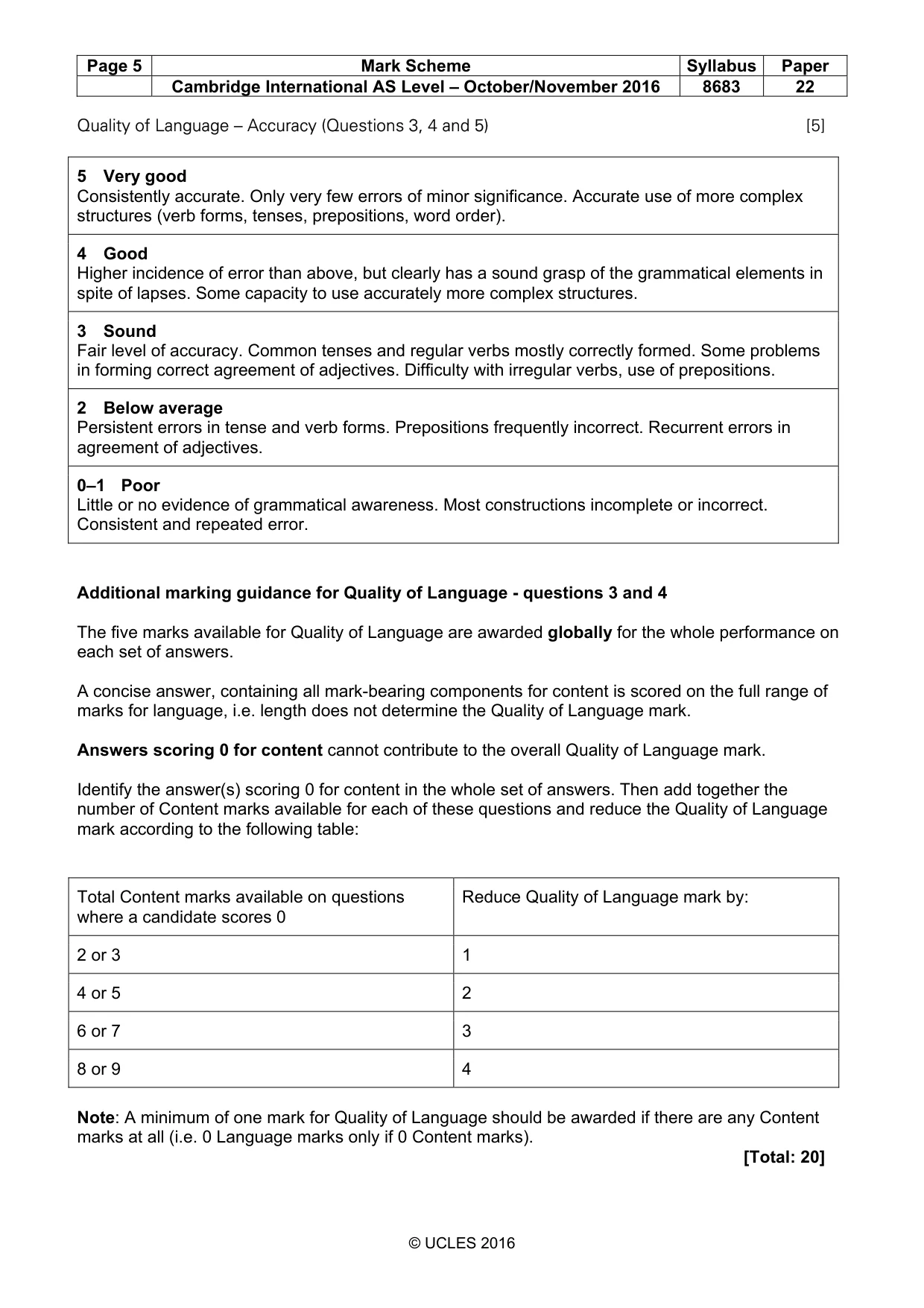 Mark scheme, page 5 of 10