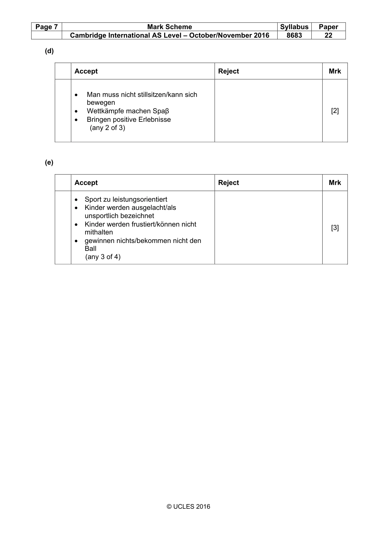 Mark scheme, page 7 of 10
