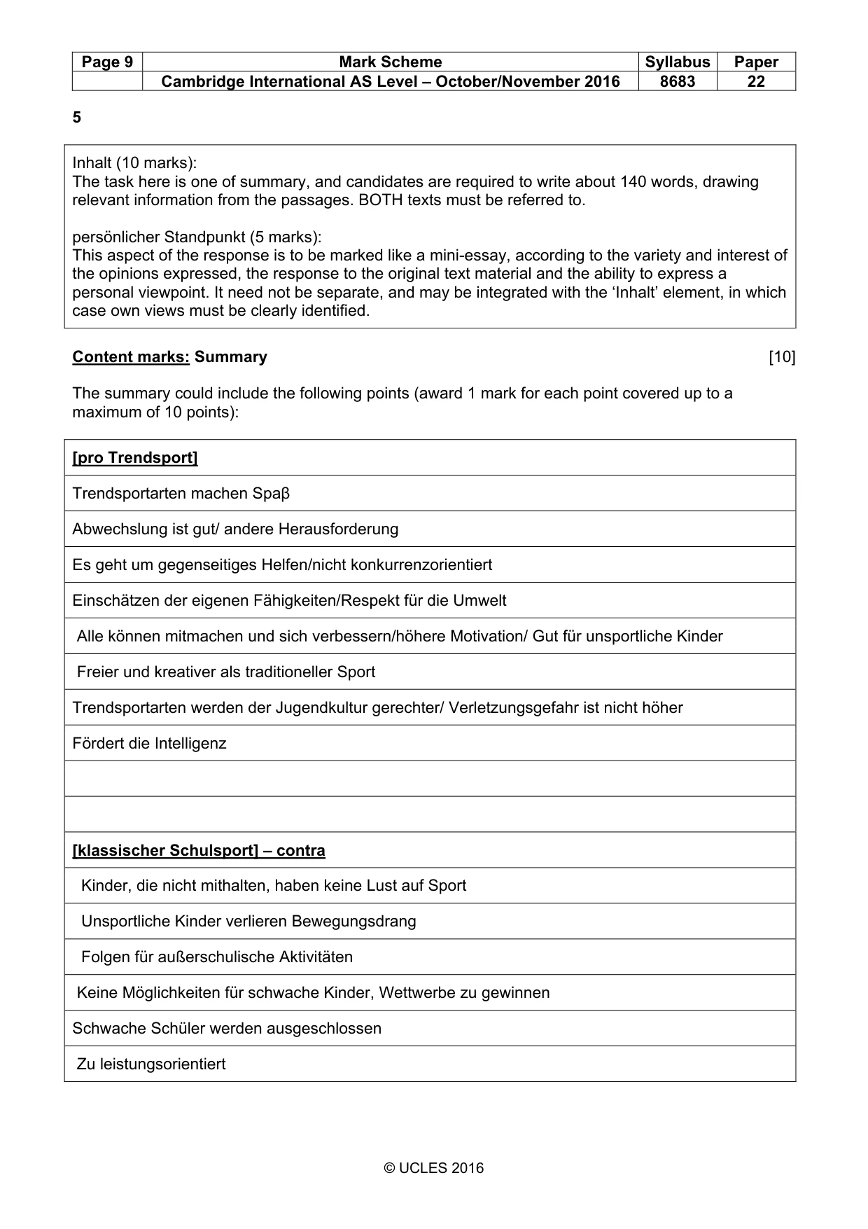 Mark scheme, page 9 of 10