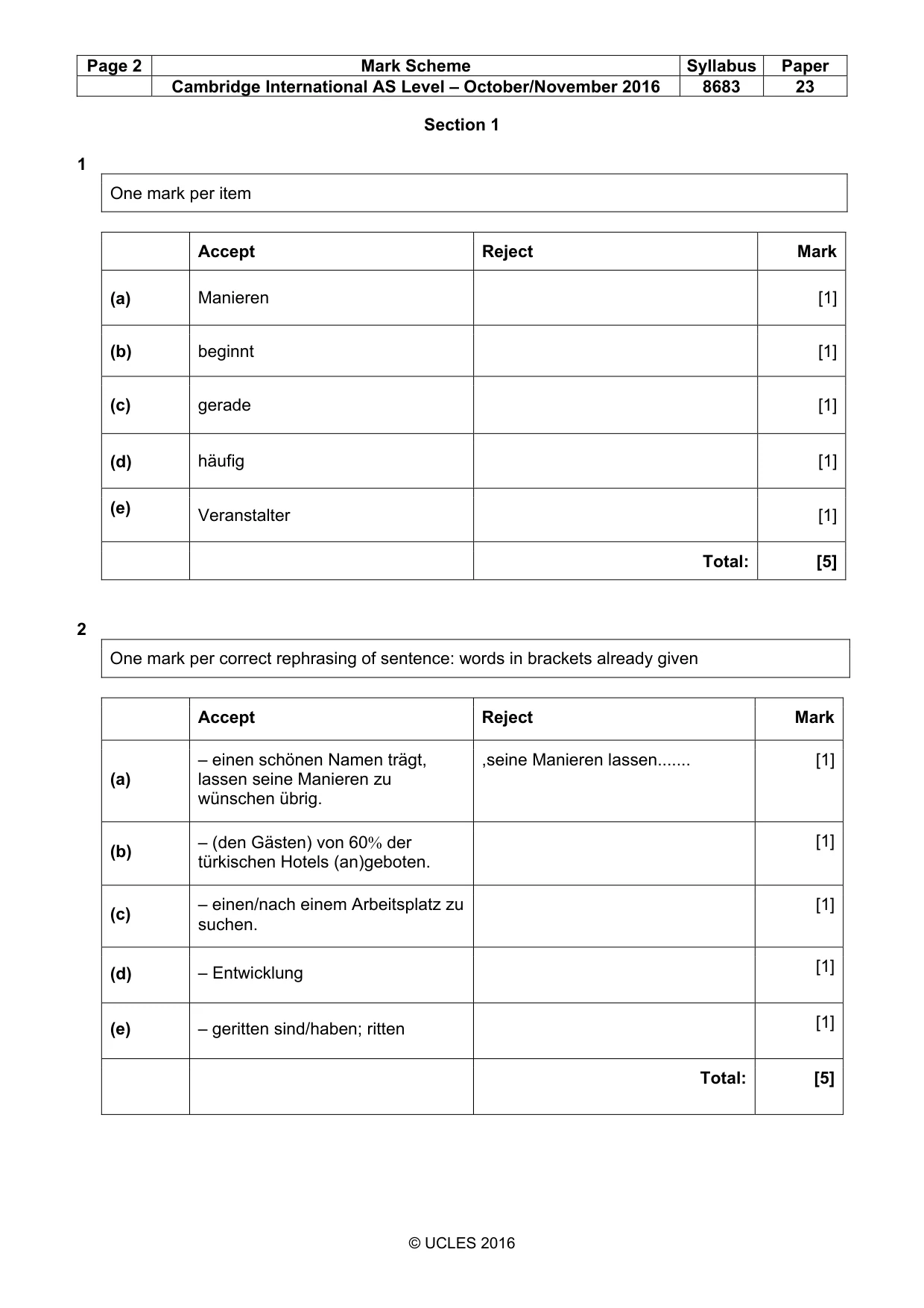 Mark scheme, page 2 of 9
