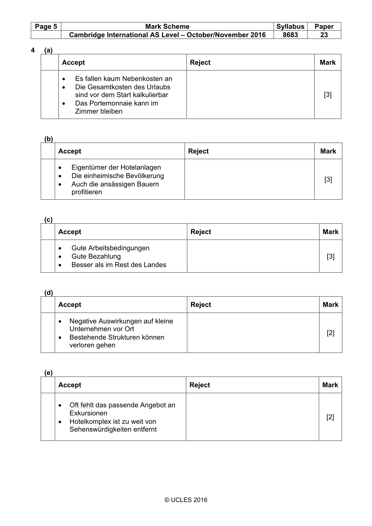 Mark scheme, page 5 of 9