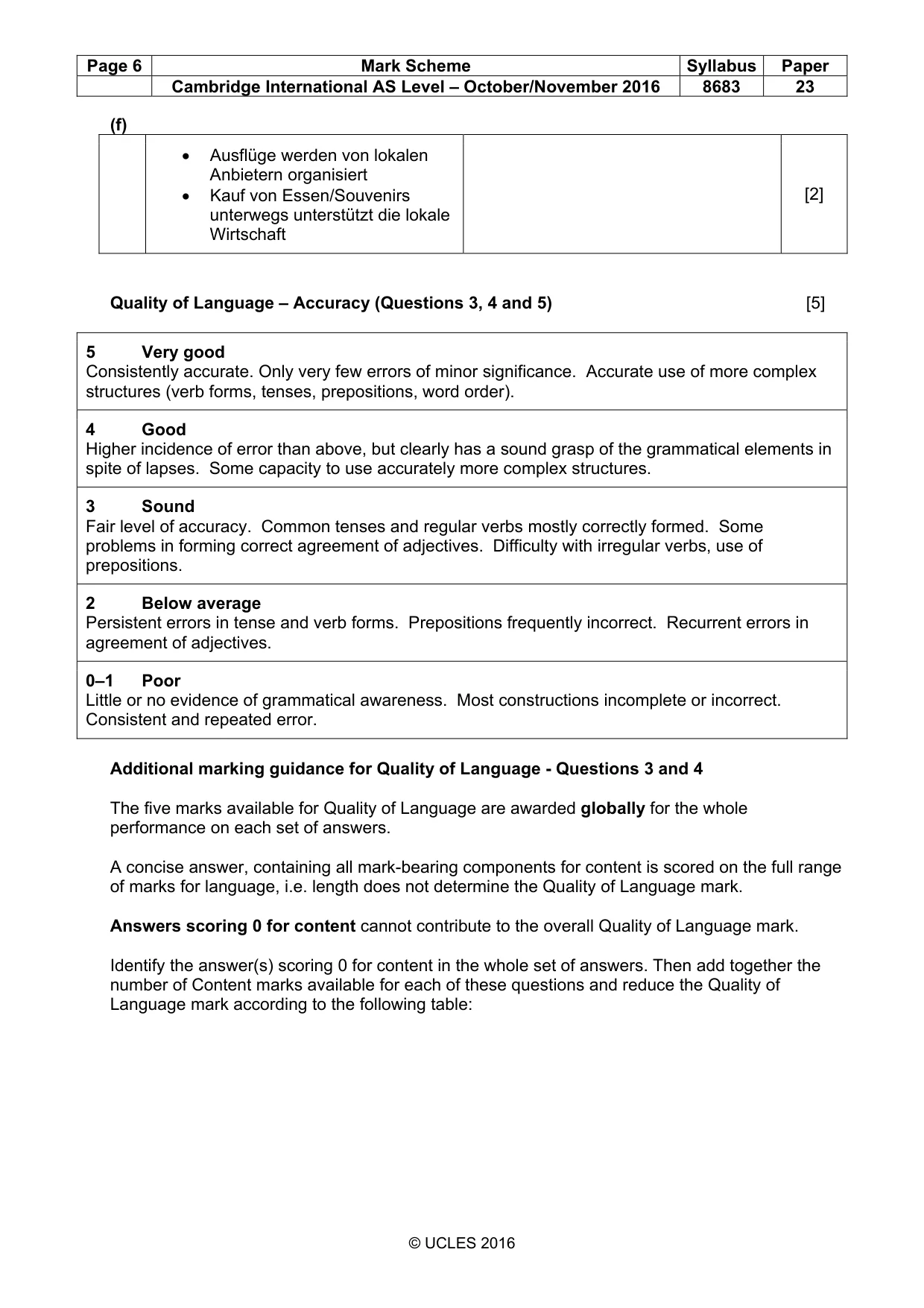 Mark scheme, page 6 of 9