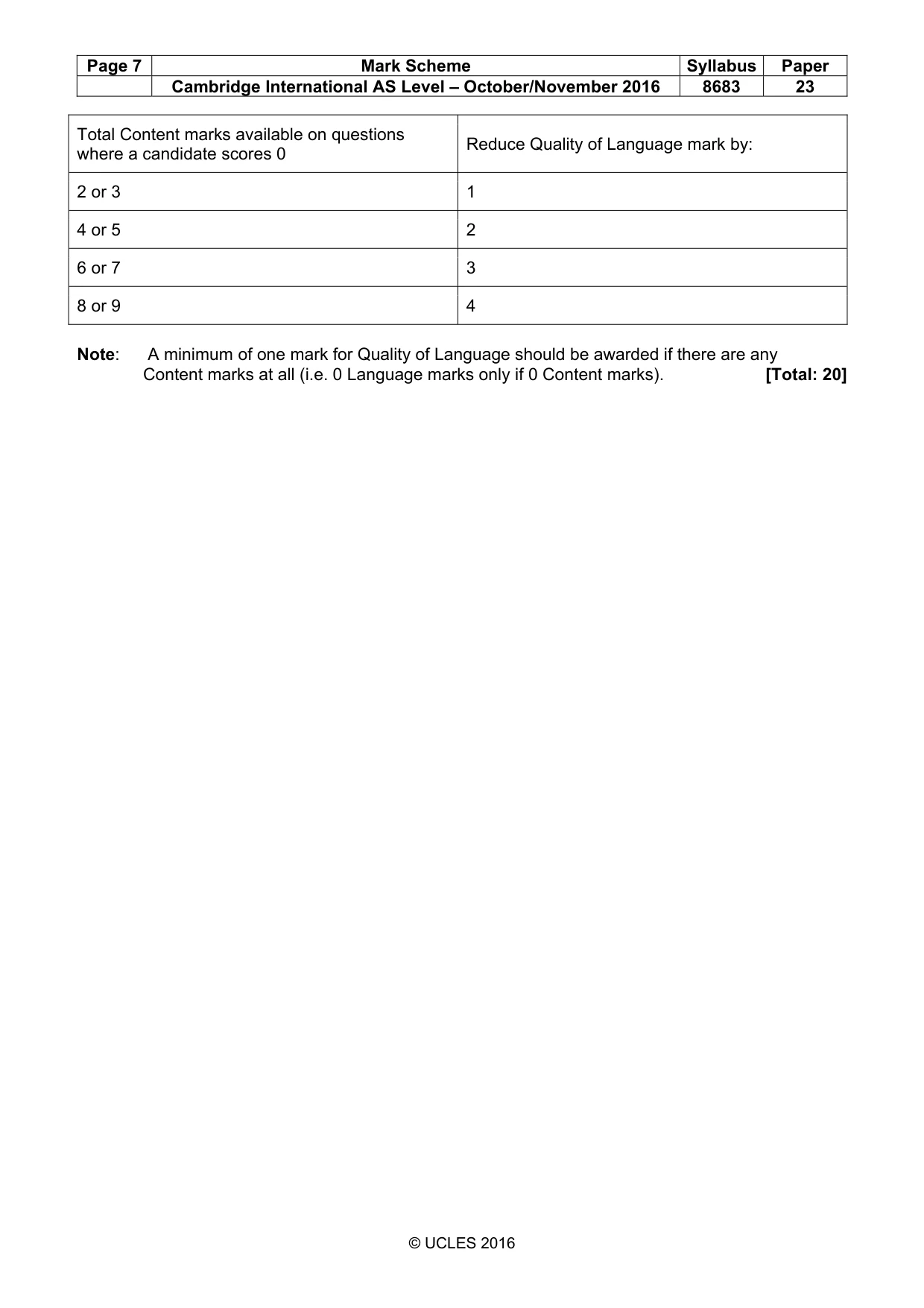 Mark scheme, page 7 of 9