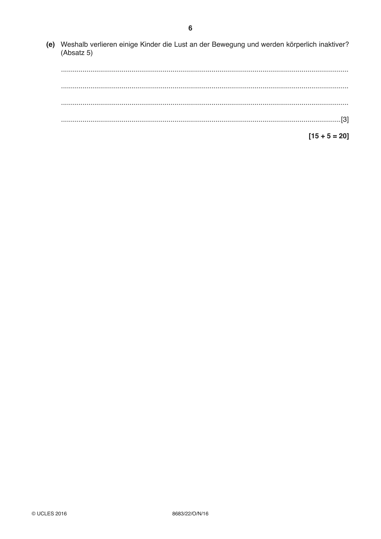 Cambridge A Level German - Language (AS Level only) 8683 2016 Oct/Nov Paper 2 · Variant 2 question paper, page 6 of 8