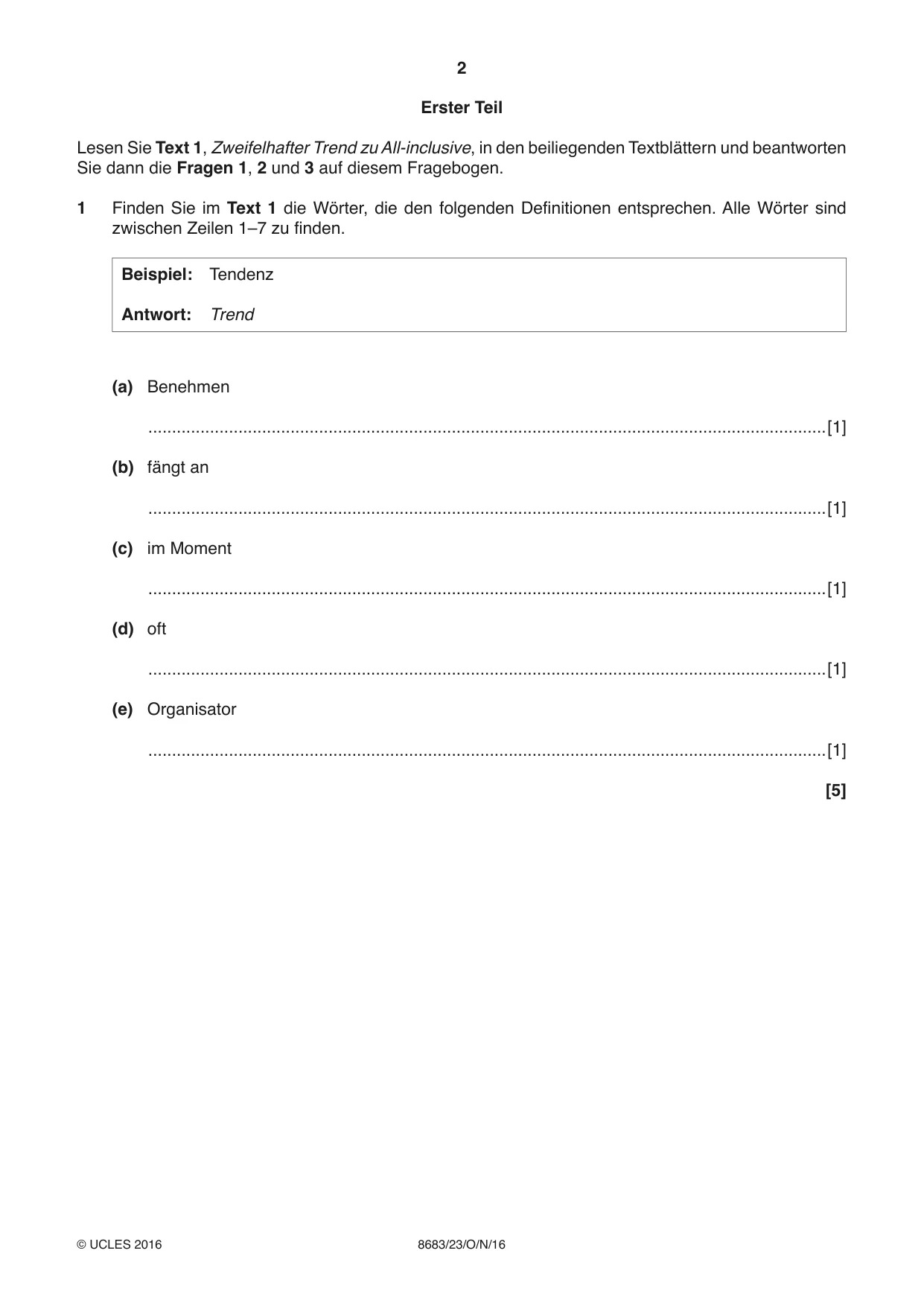 Cambridge A Level German - Language (AS Level only) 8683 2016 Oct/Nov Paper 2 · Variant 3 question paper, page 2 of 8