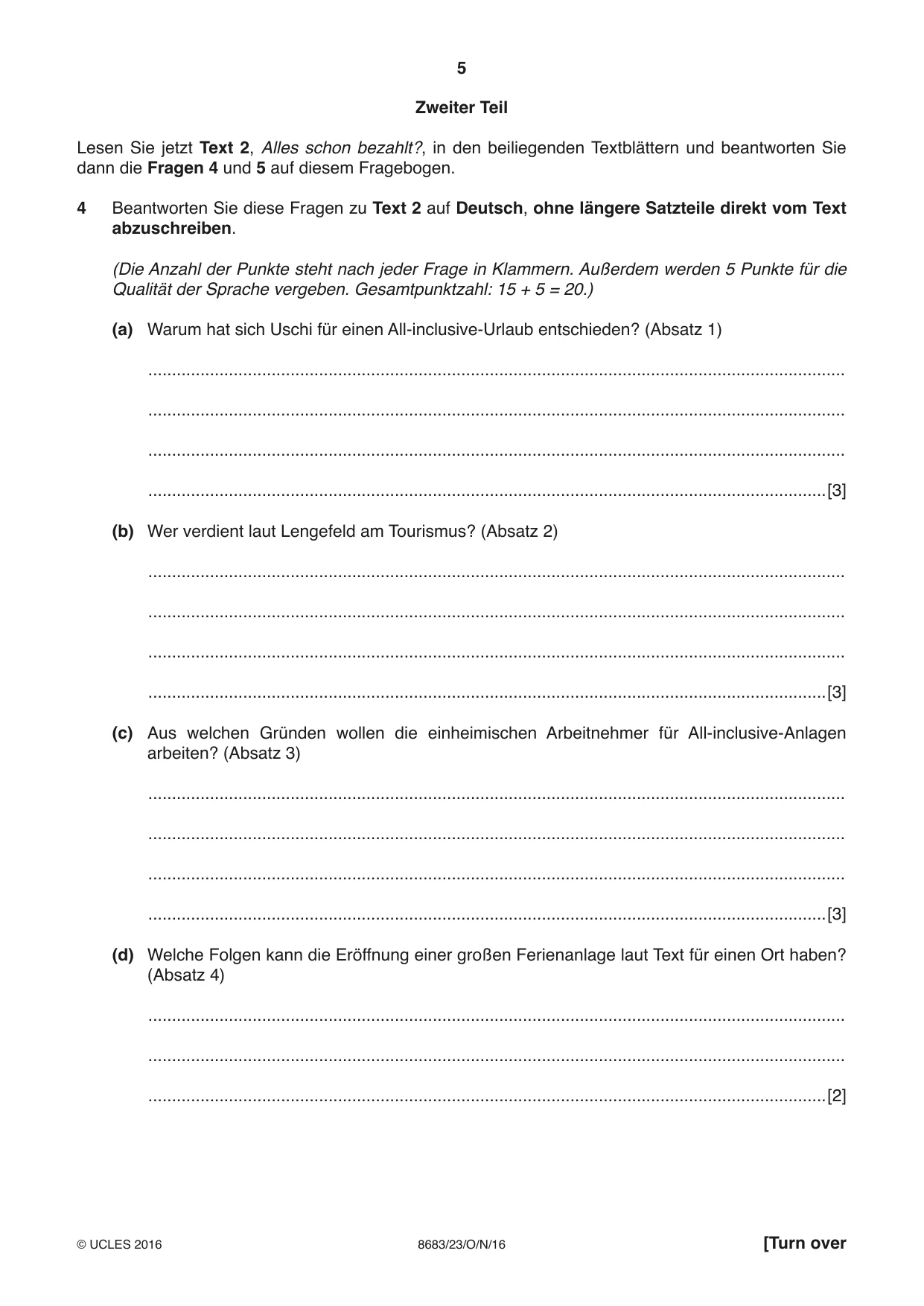 Cambridge A Level German - Language (AS Level only) 8683 2016 Oct/Nov Paper 2 · Variant 3 question paper, page 5 of 8
