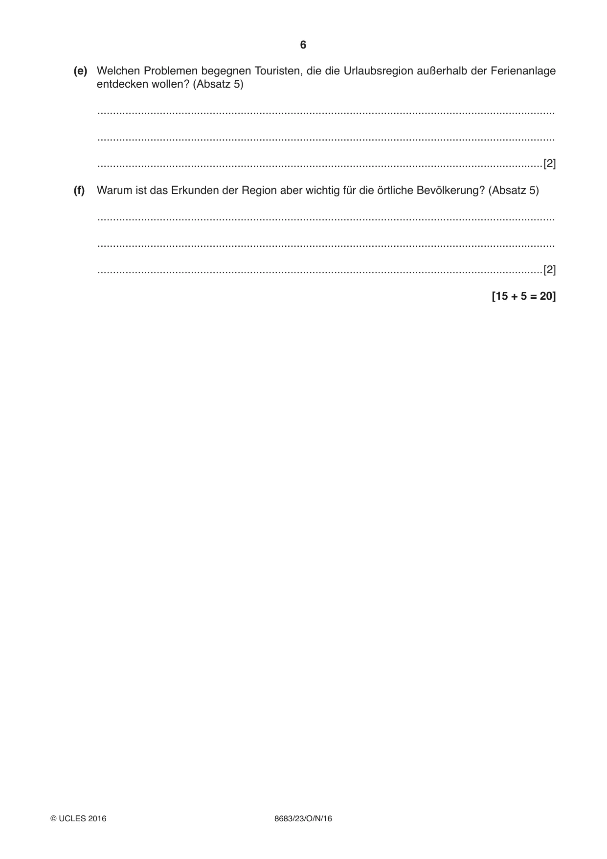 Cambridge A Level German - Language (AS Level only) 8683 2016 Oct/Nov Paper 2 · Variant 3 question paper, page 6 of 8