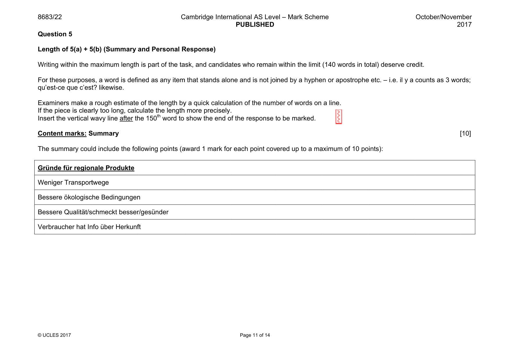 Mark scheme, page 11 of 14