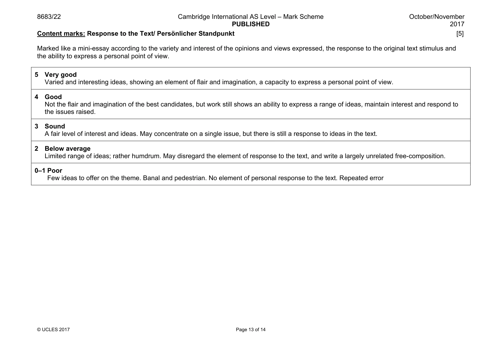 Mark scheme, page 13 of 14