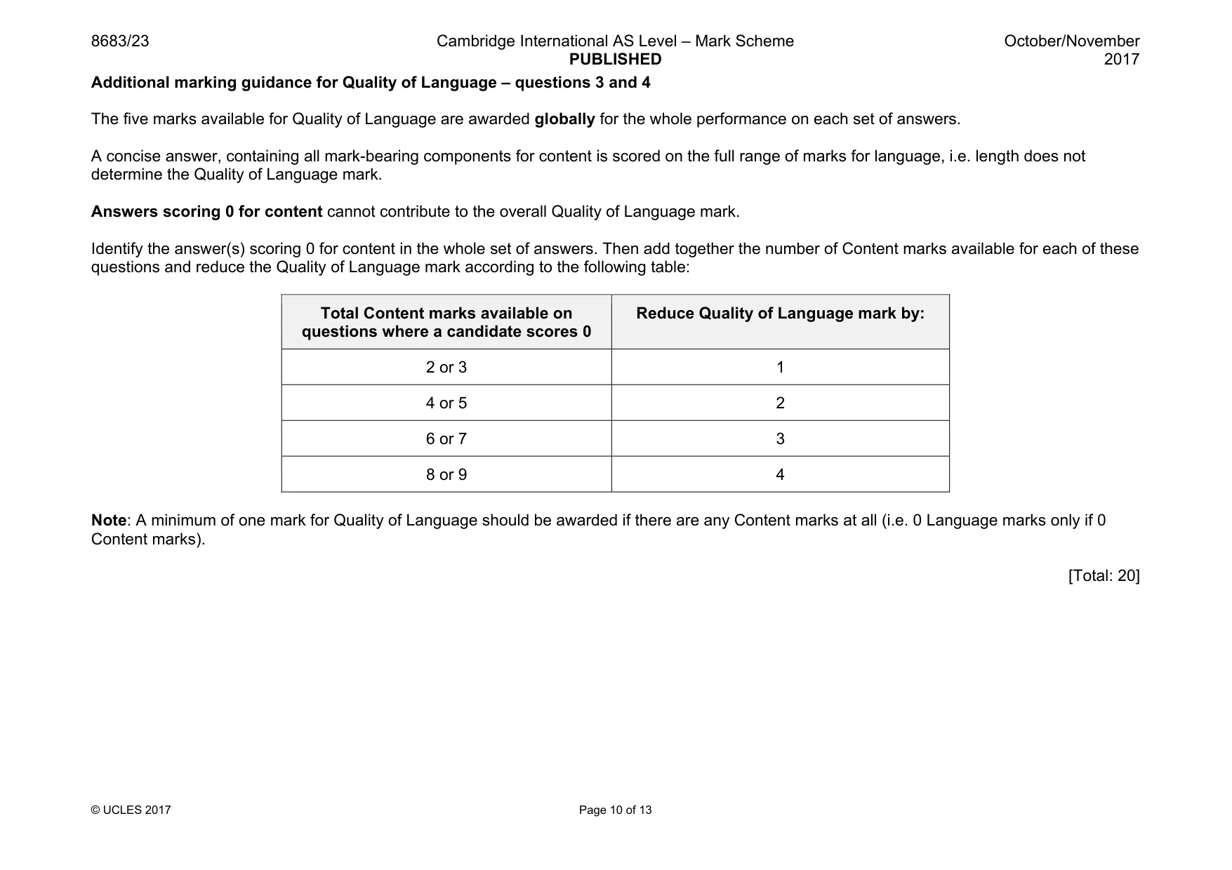 Mark scheme, page 10 of 13